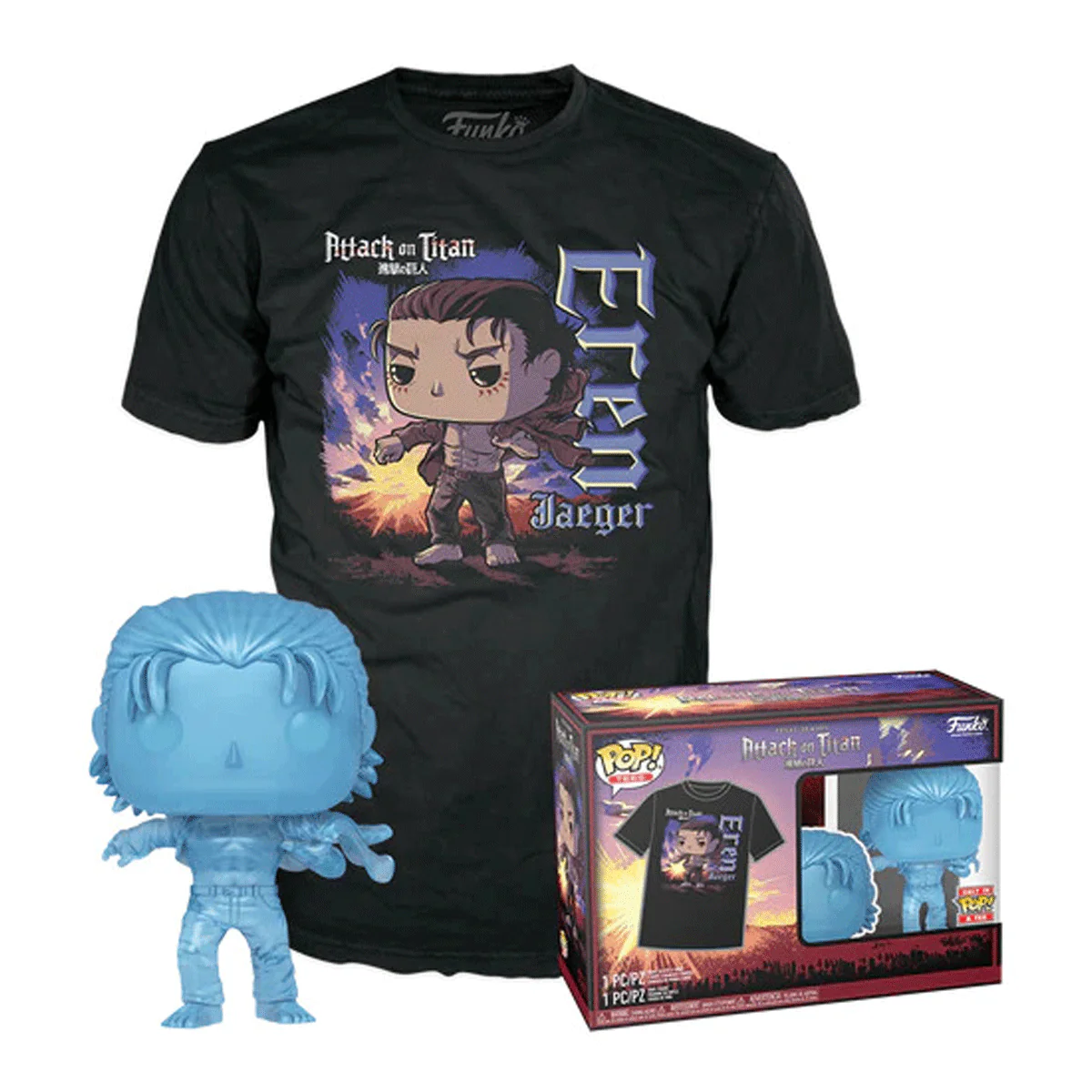 Attack On Titan Eren Jaegar (with Marks) Pop! Vinyl and Tee Set - Image 3