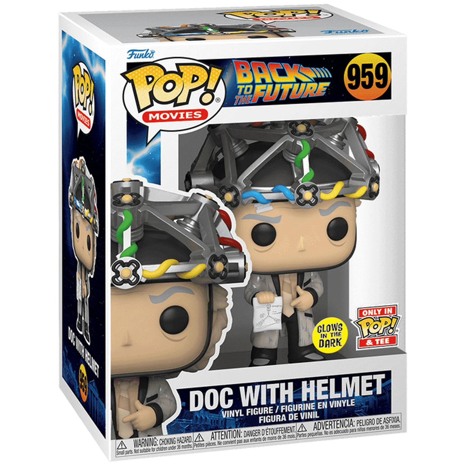 Back To The Future Doc Brown with Helmet Pop! Vinyl and Tee Set - Image 4