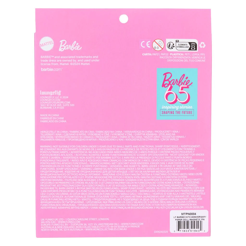 Loungefly x Barbie 65th Anniversary 3 pc Doll Magnetic Pin Set - Image 3