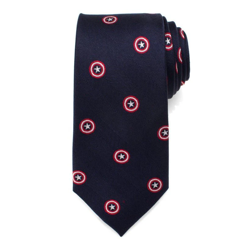 Captain America Navy Silk Tie - Image 2