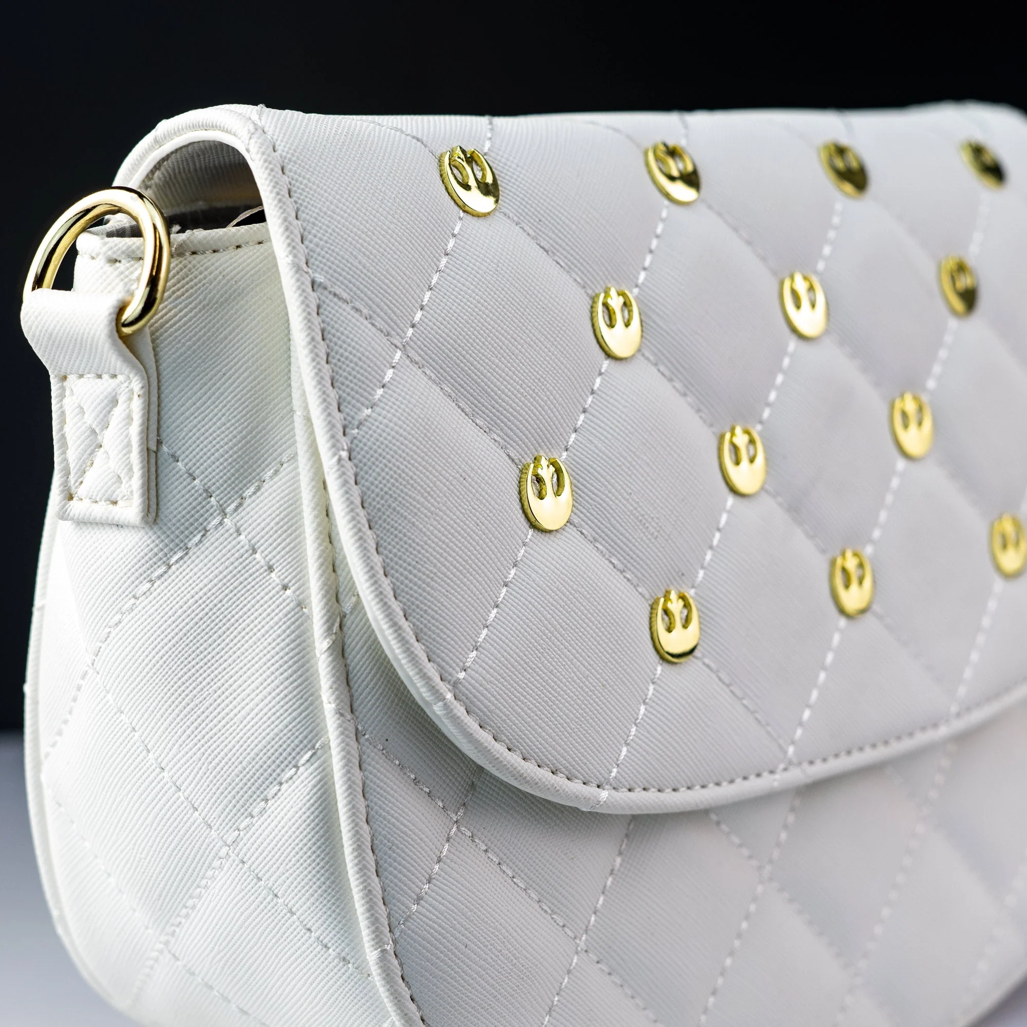 Loungefly x Star Wars White Gold Rebel Mini Saddle Crossbody Bag - Image 3