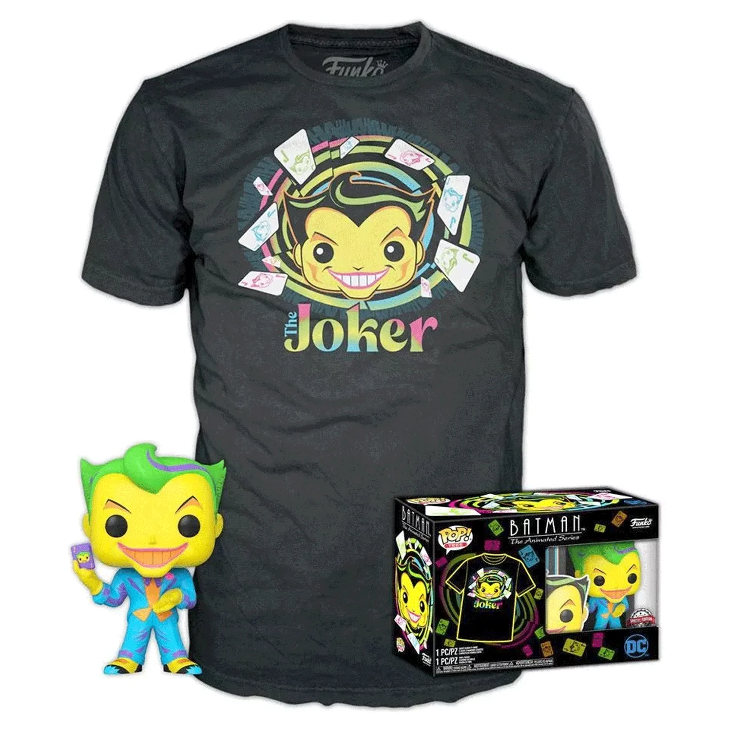 DC Comics Joker Blacklight Pop! Vinyl and Tee Set - Image 3