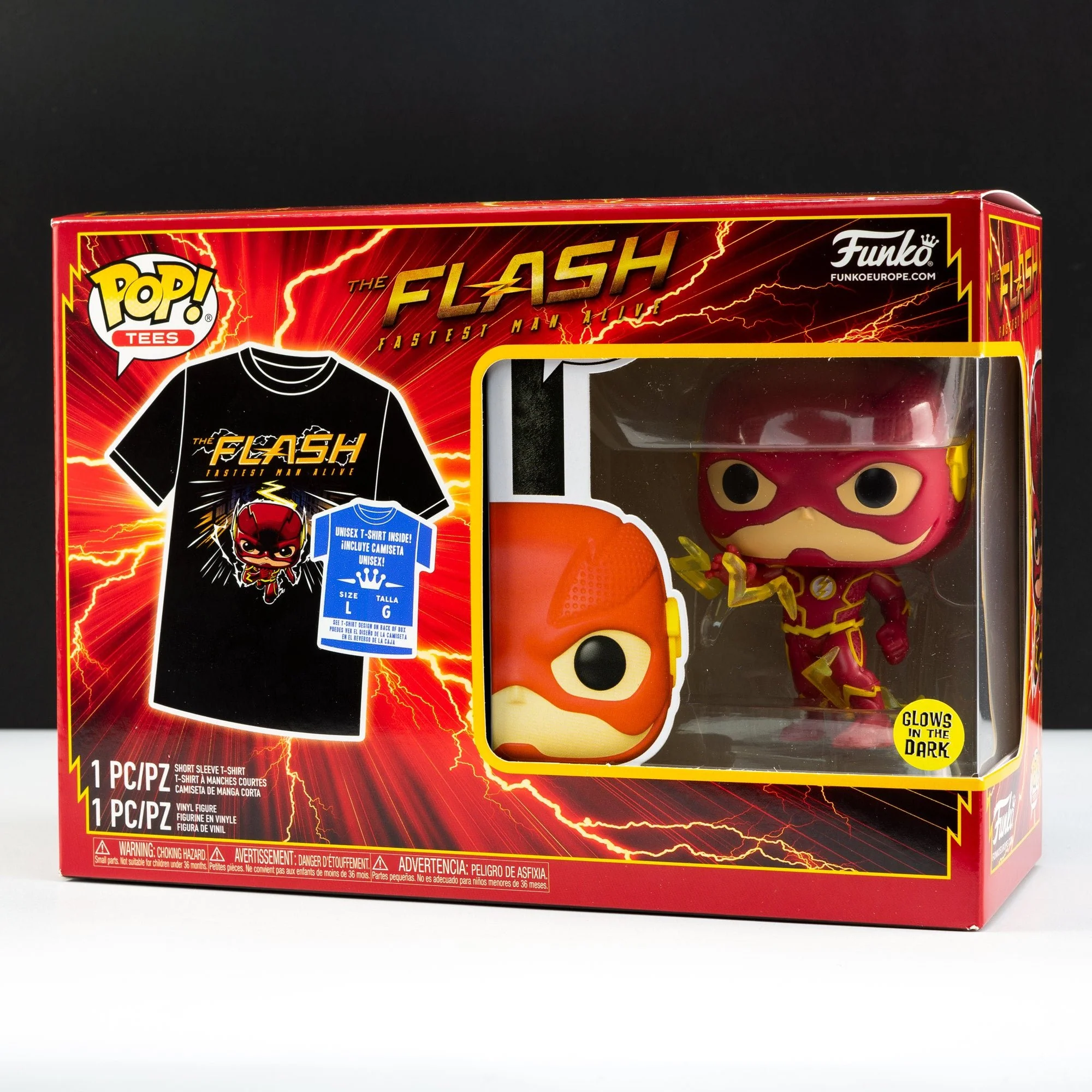 DC Comics The Flash (Glow in the Dark) Pop! Vinyl and Tee Set - Image 2