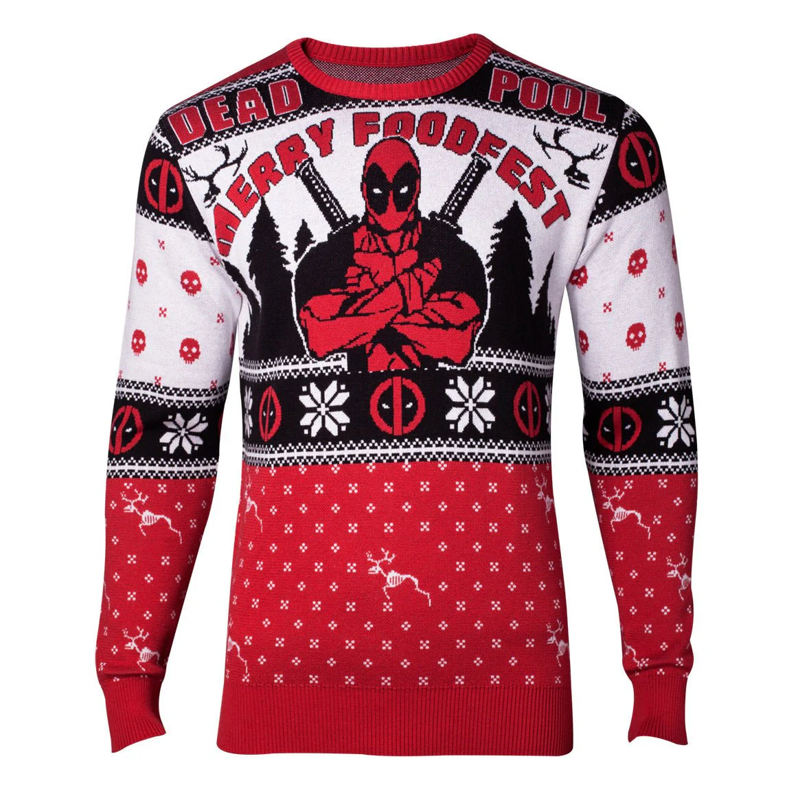 Deadpool Merry Foodfest Knitted Christmas Jumper / Sweater - Image 5
