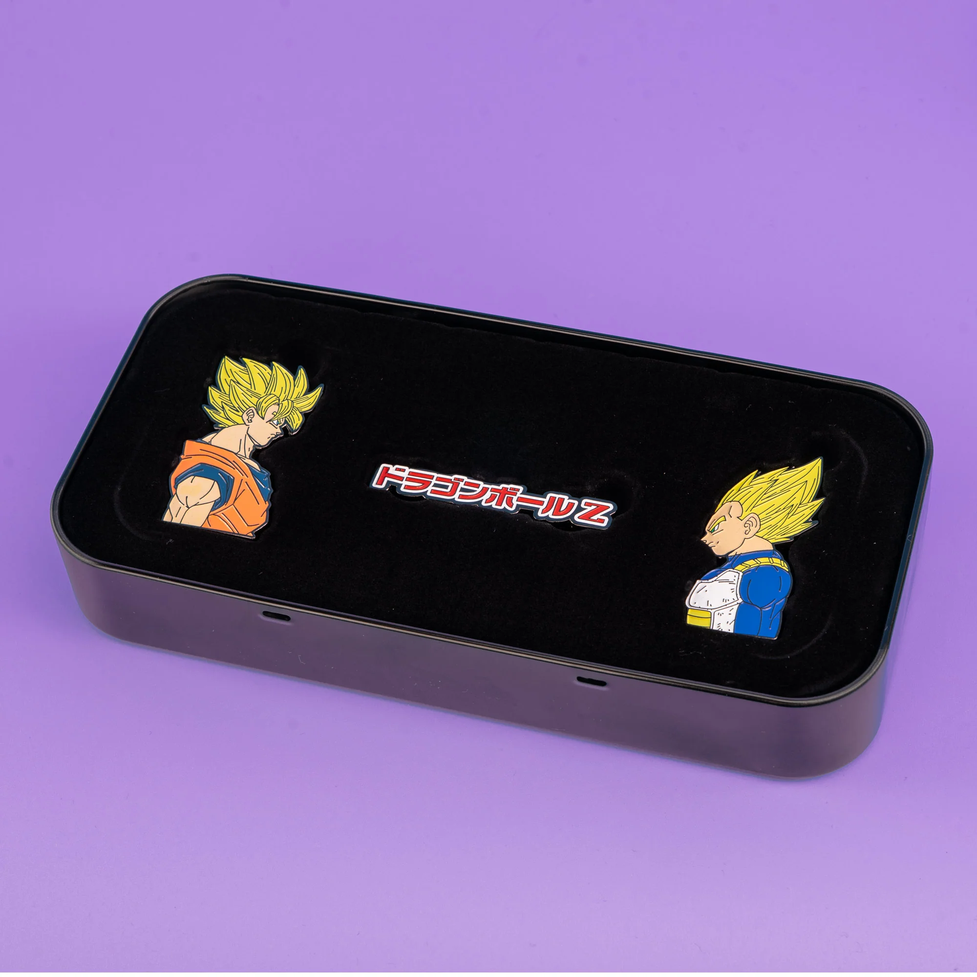 Dragon Ball Z Goku and Vegeta 3 Piece Enamel Pin Set with Collectors Tin - Image 2