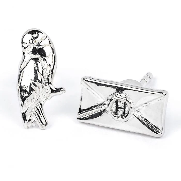 Harry Potter Hedwig and Letter Silver Plated Stud Earrings - Image 2