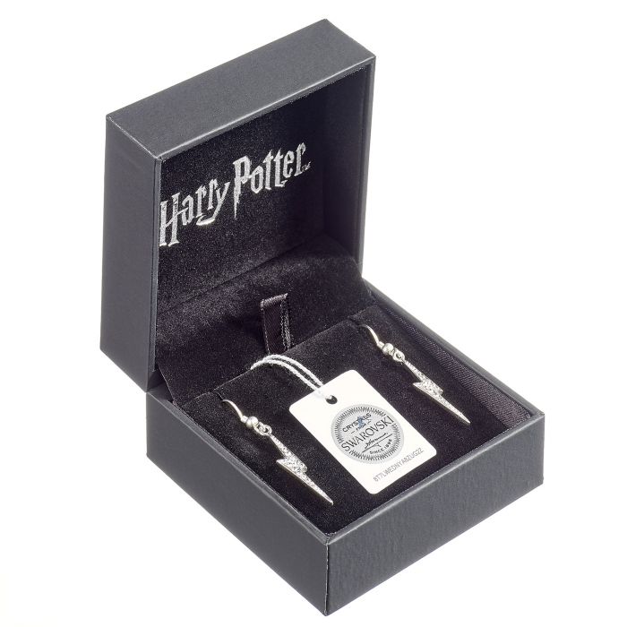 Harry Potter Lightning Bolt Sterling Silver Earrings with Swarovski Crystals - Image 2