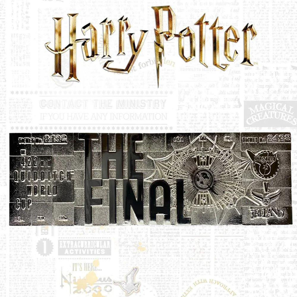 Harry Potter Quidditch World Cup Final Silver Plated Limited Edition Ticket - Image 2