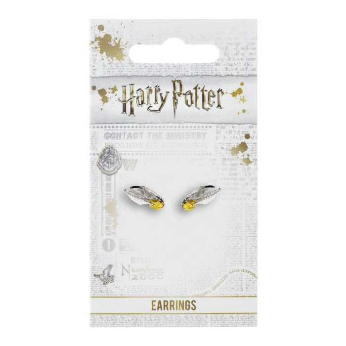 Harry Potter Silver Plated Golden Snitch Stud Earrings - Image 2