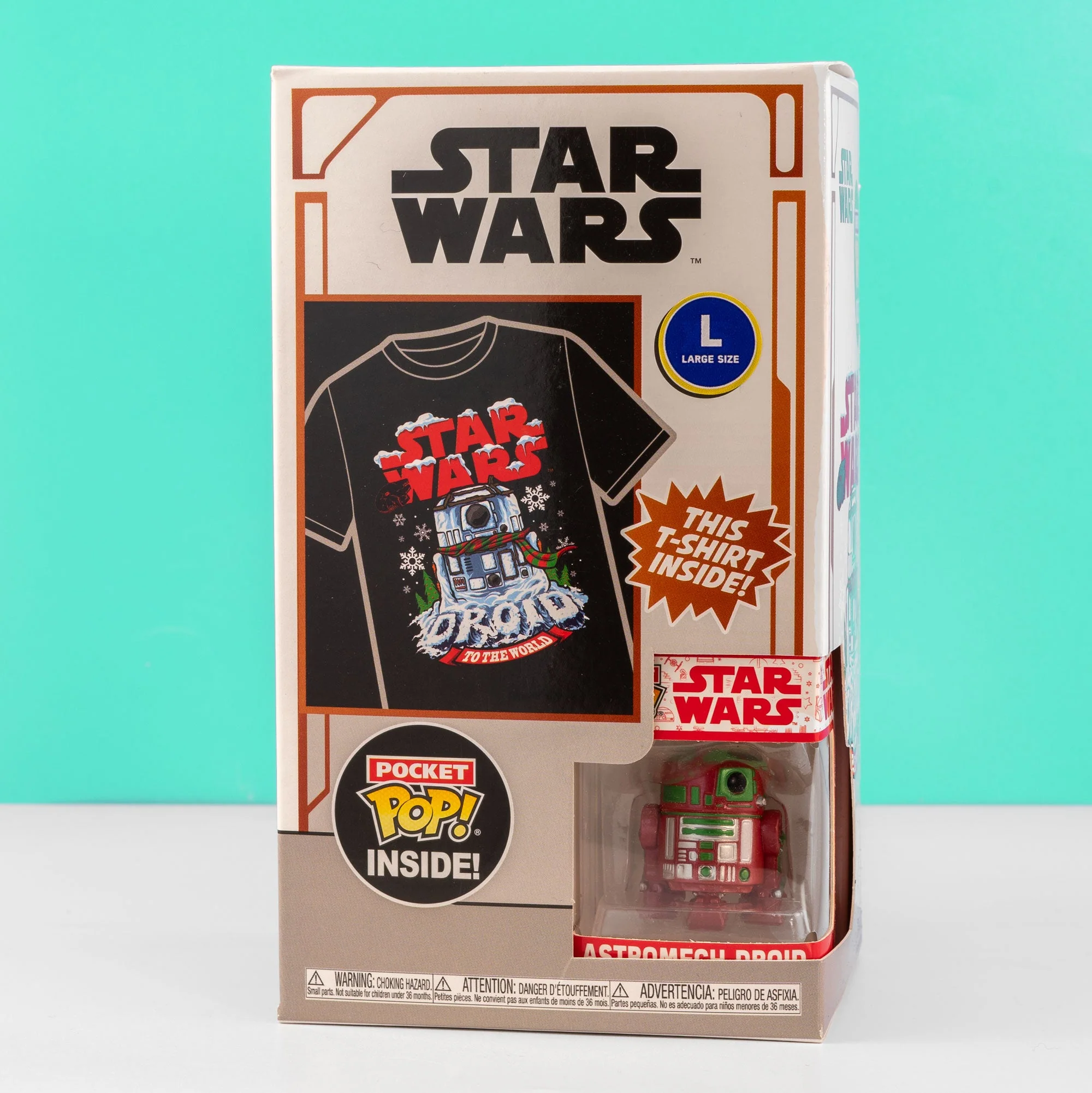 Holiday R2-D2 Pocket Funko Pop! Vinyl and Tee Set for Kids - Image 2