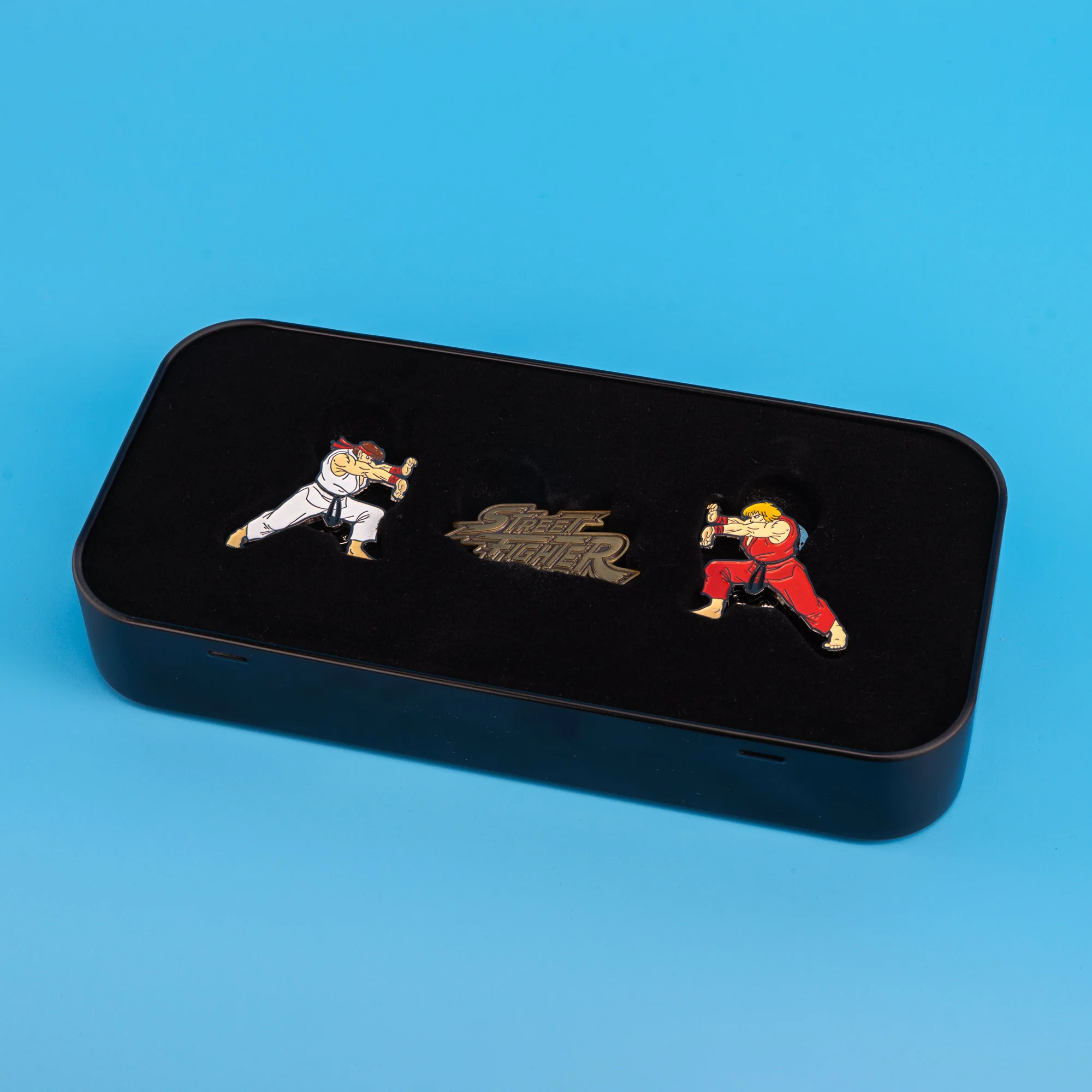 Street Fighter Ryu, Ken and Logo 3 Pack Enamel Pin Set with Tin - Image 2