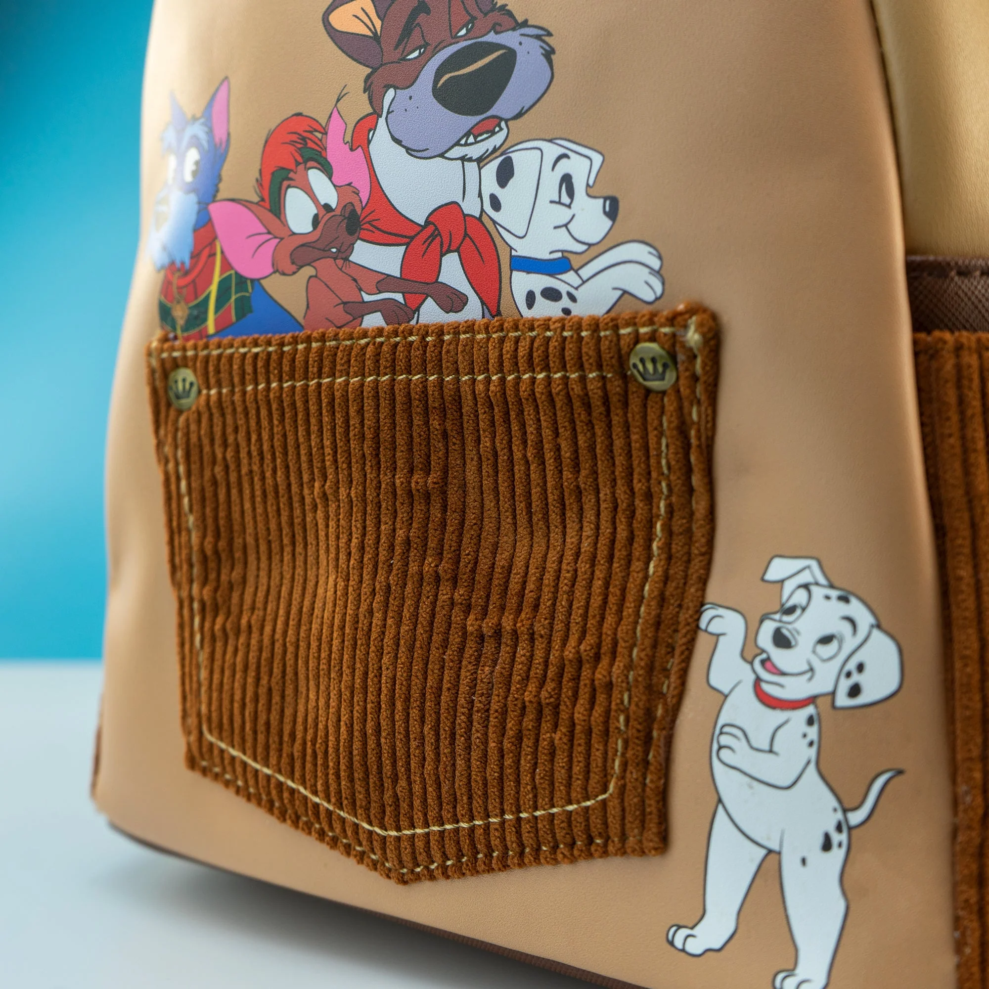 Loungefly x Disney the Dogs of Disney Corduroy Pocket Mini Backpack - Image 2