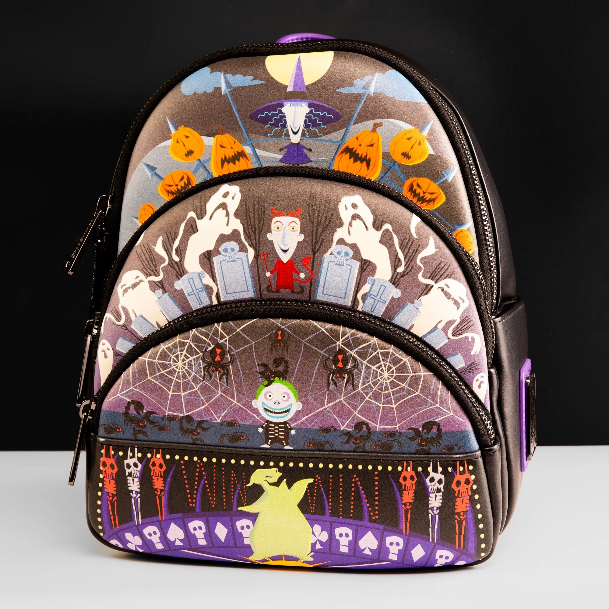 Loungefly The Nightmare Before Christmas Triple Pocket Lock Shock Barrel Oogie Boogie  Backpack - Image 2