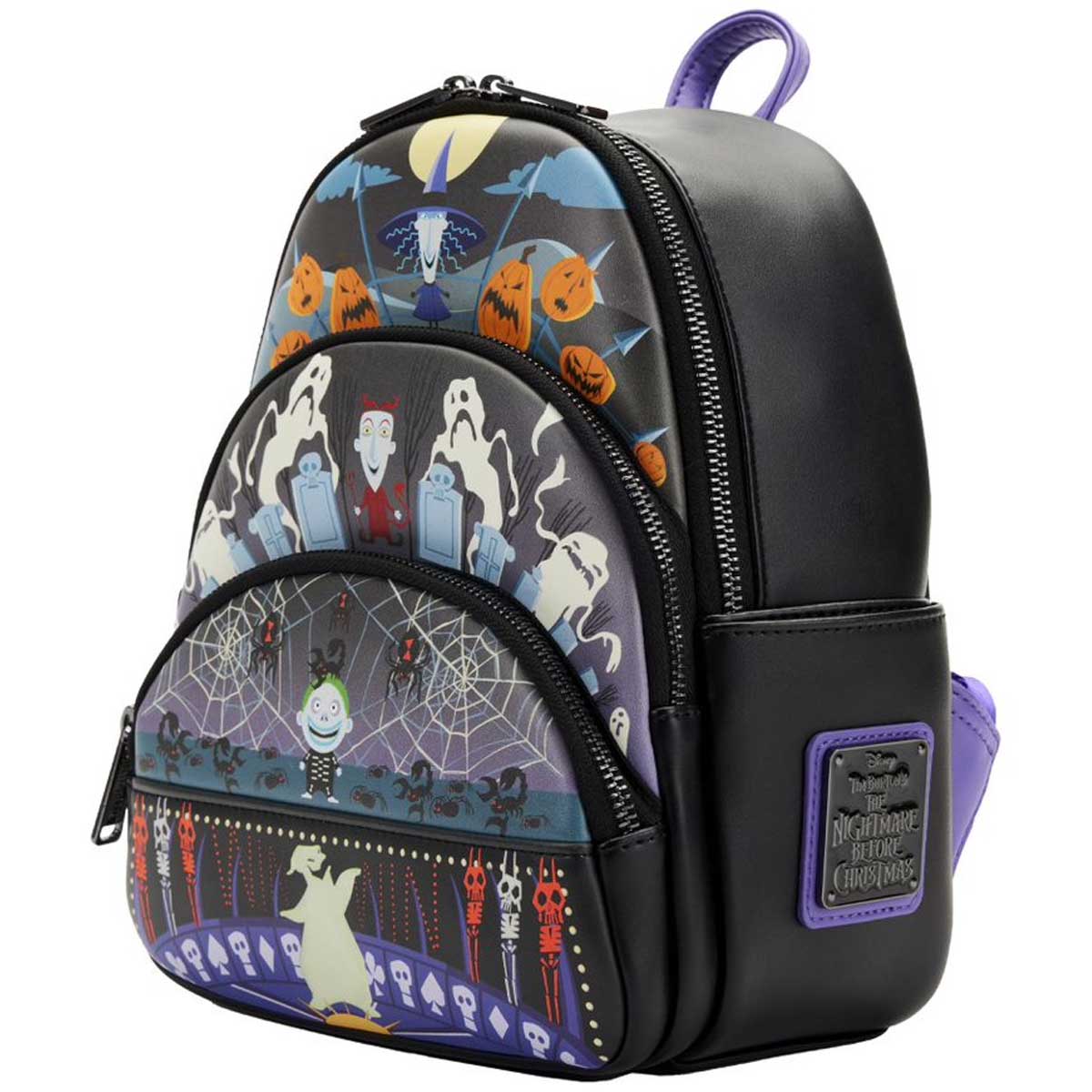 Loungefly The Nightmare Before Christmas Triple Pocket Lock Shock Barrel Oogie Boogie  Backpack - Image 3