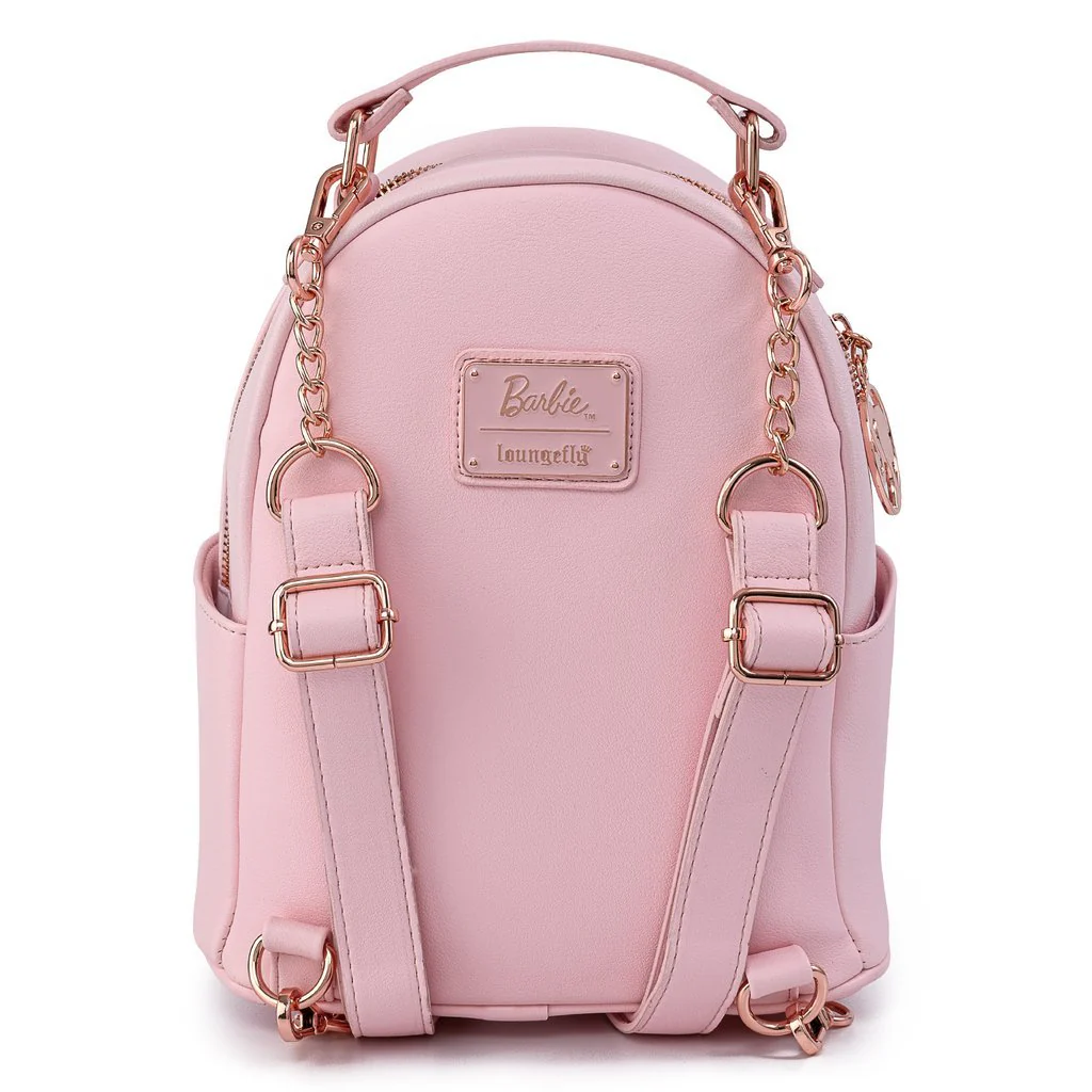 Loungefly X Barbie™ Logo Rose Gold Chain Strap Convertible Mini Backpack - Image 3