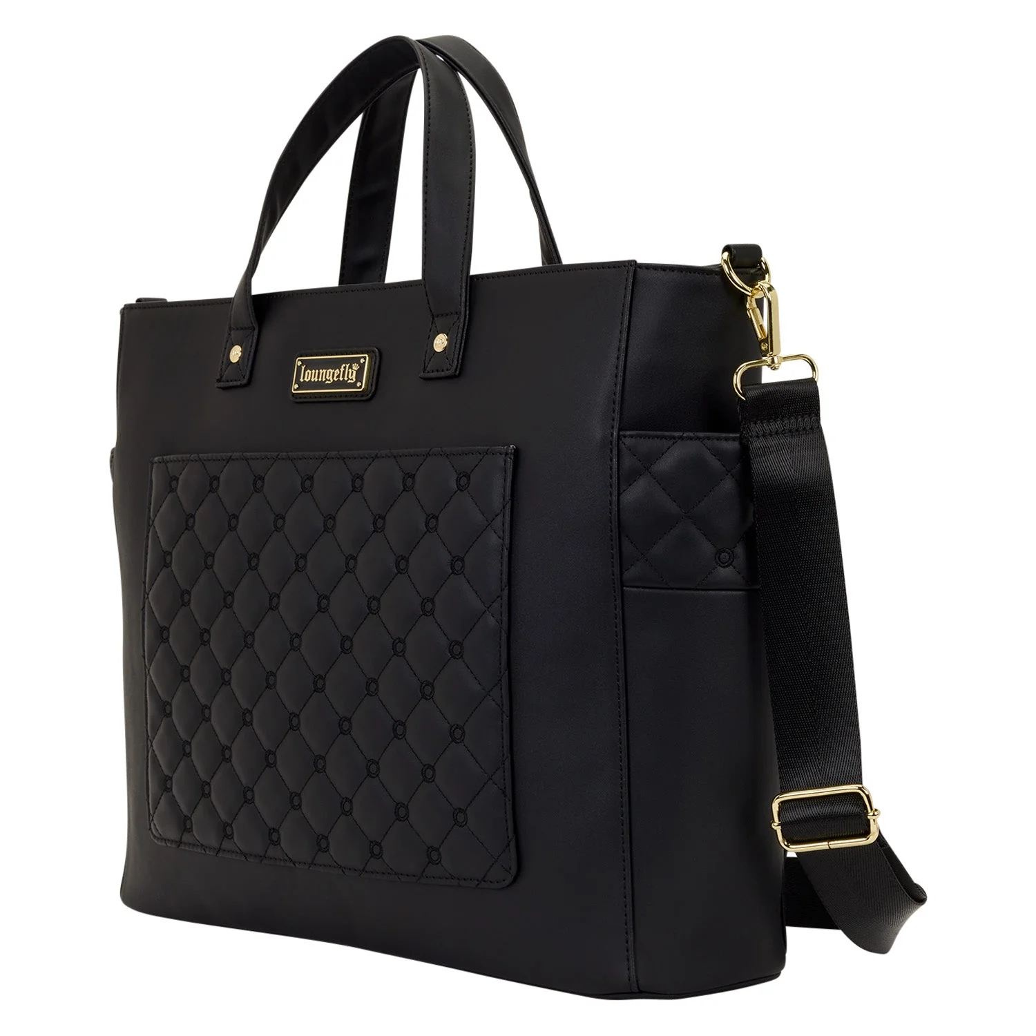 Loungefly Originals Black Quilted Pin Trader Convertible Tote Bag - Image 2