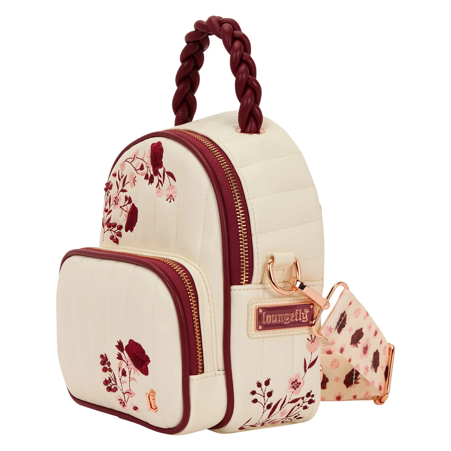 Loungefly Originals Cream & Red Floral Sling Bag - Image 3