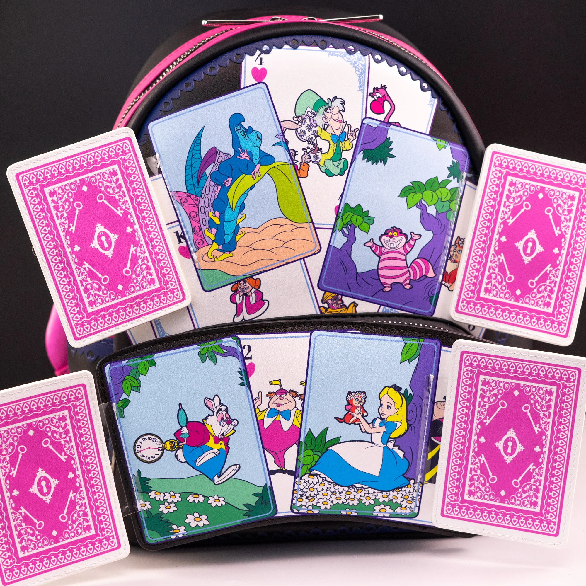 Loungefly x Disney Alice in Wonderland Character Playing Cards Mini Backpack - Image 3