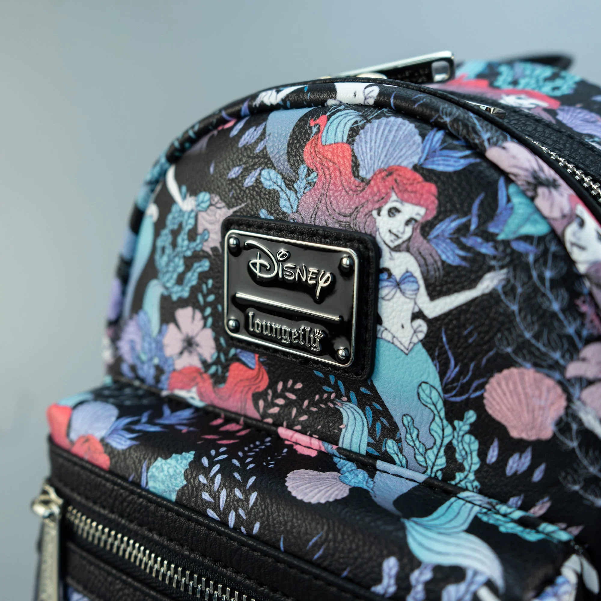 Loungefly x Disney Ariel Black Floral Print Mini Backpack - Image 2