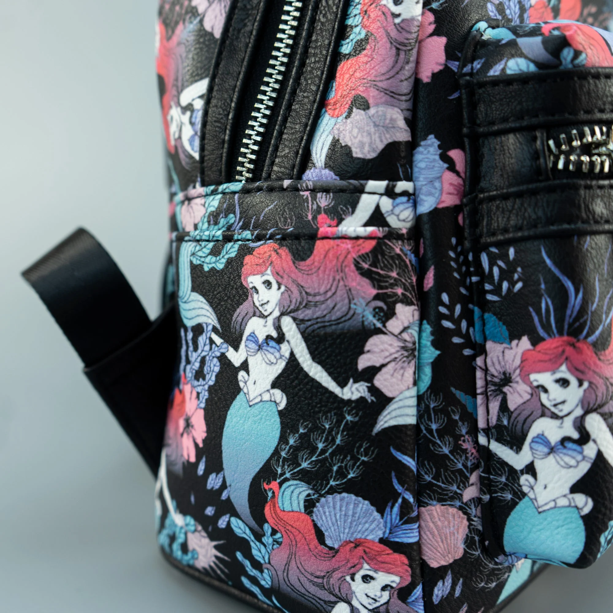 Loungefly x Disney Ariel Black Floral Print Mini Backpack - Image 3