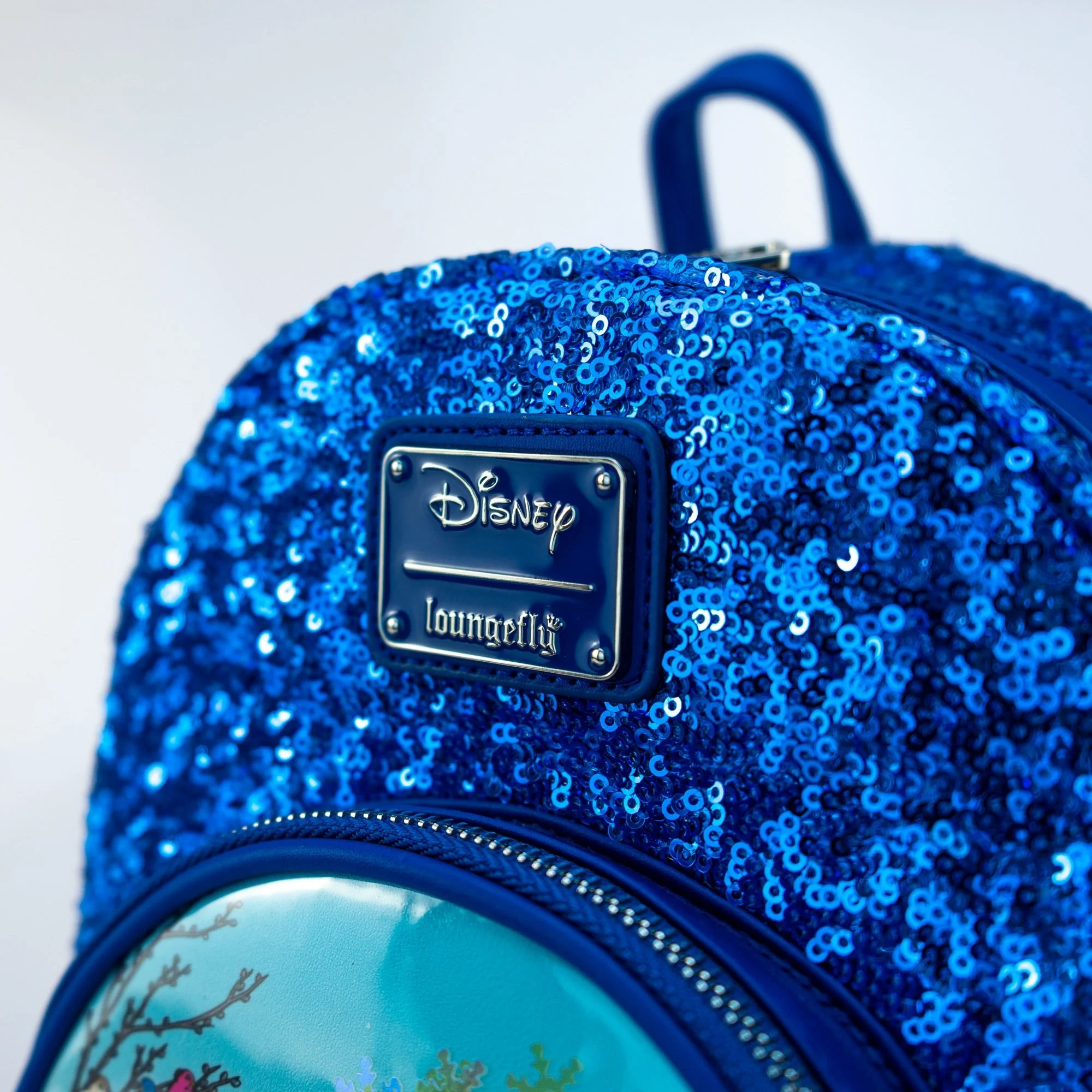 Loungefly x Disney Beauty and the Beast Snow Globe Sapphire Blue Sequin Mini Backpack - Image 2