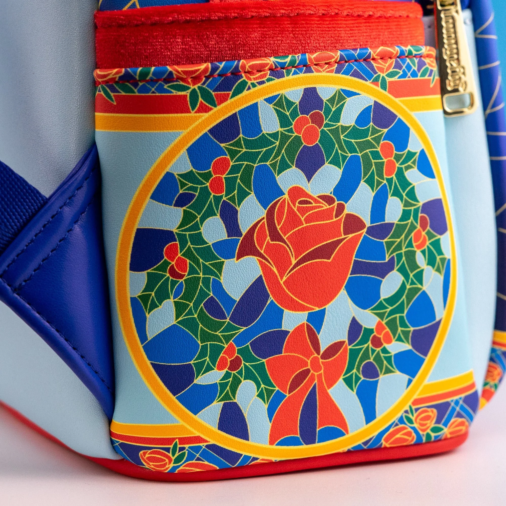 Loungefly x Disney Beauty and the Beast Stained Glass Roses Mini Backpack - Image 4