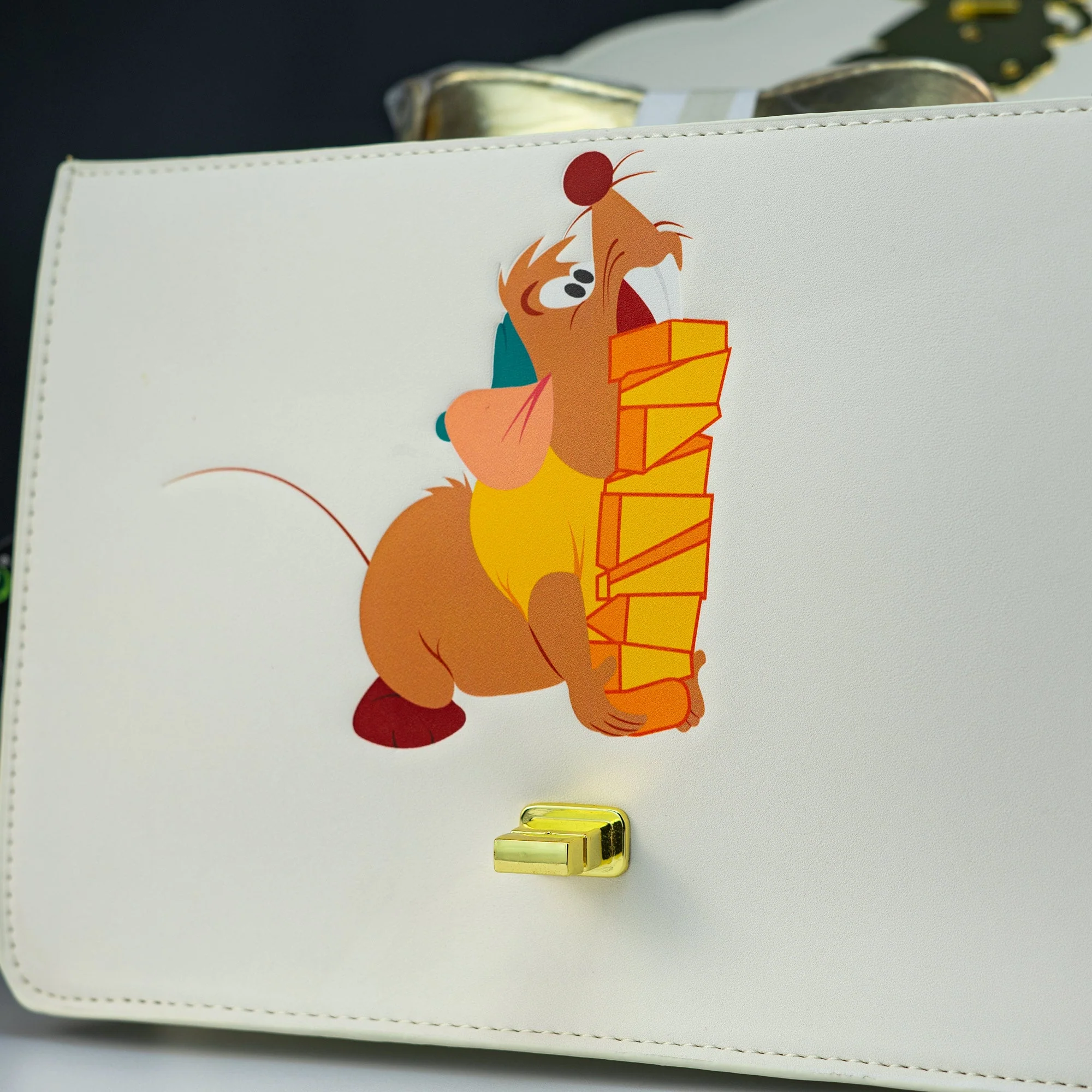 Loungefly x Disney Cinderella Lucifer Jaq and Gus Teacup Gold Foil Crossbody Bag - Image 6