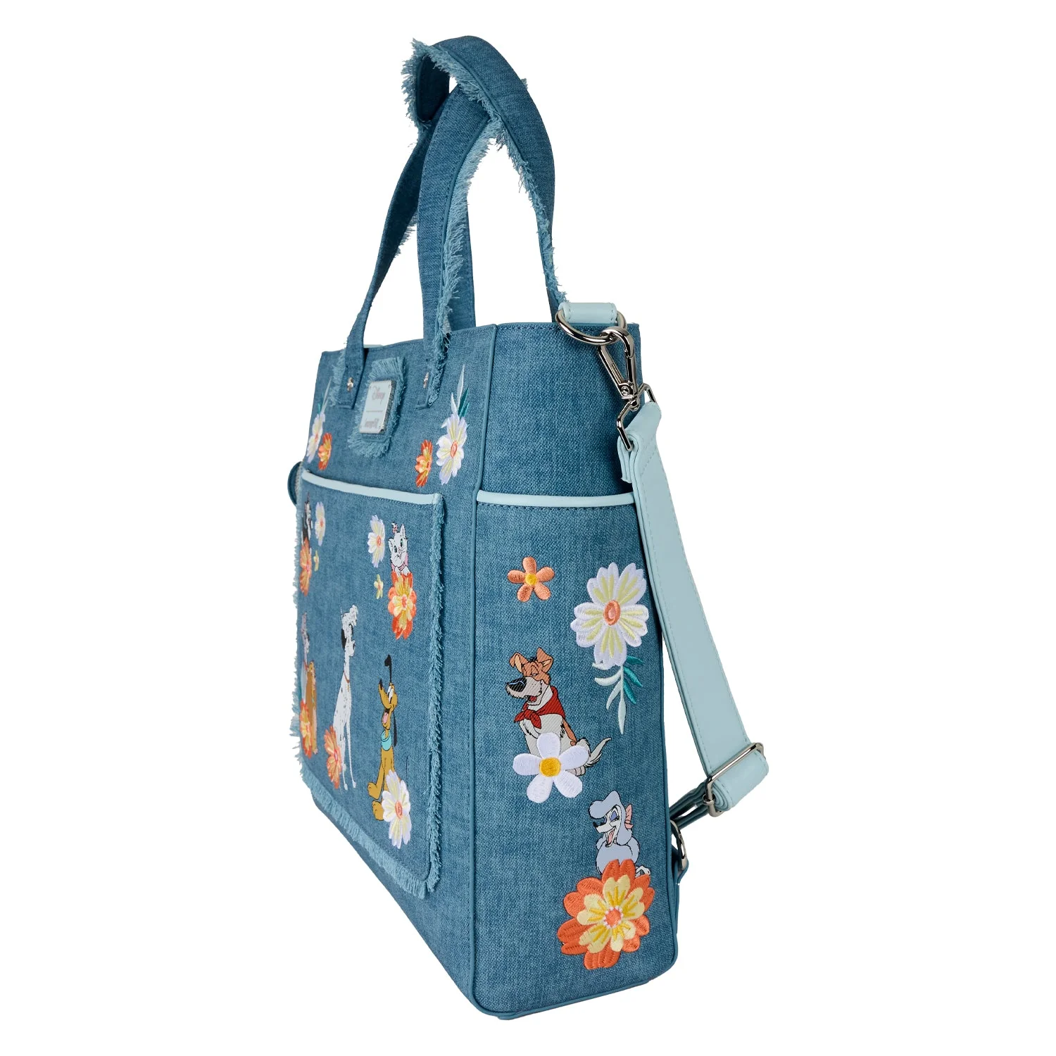 Loungefly x Disney Dogs & Cats Faux Denim Convertible Tote Bag with Coin Bag - Image 3