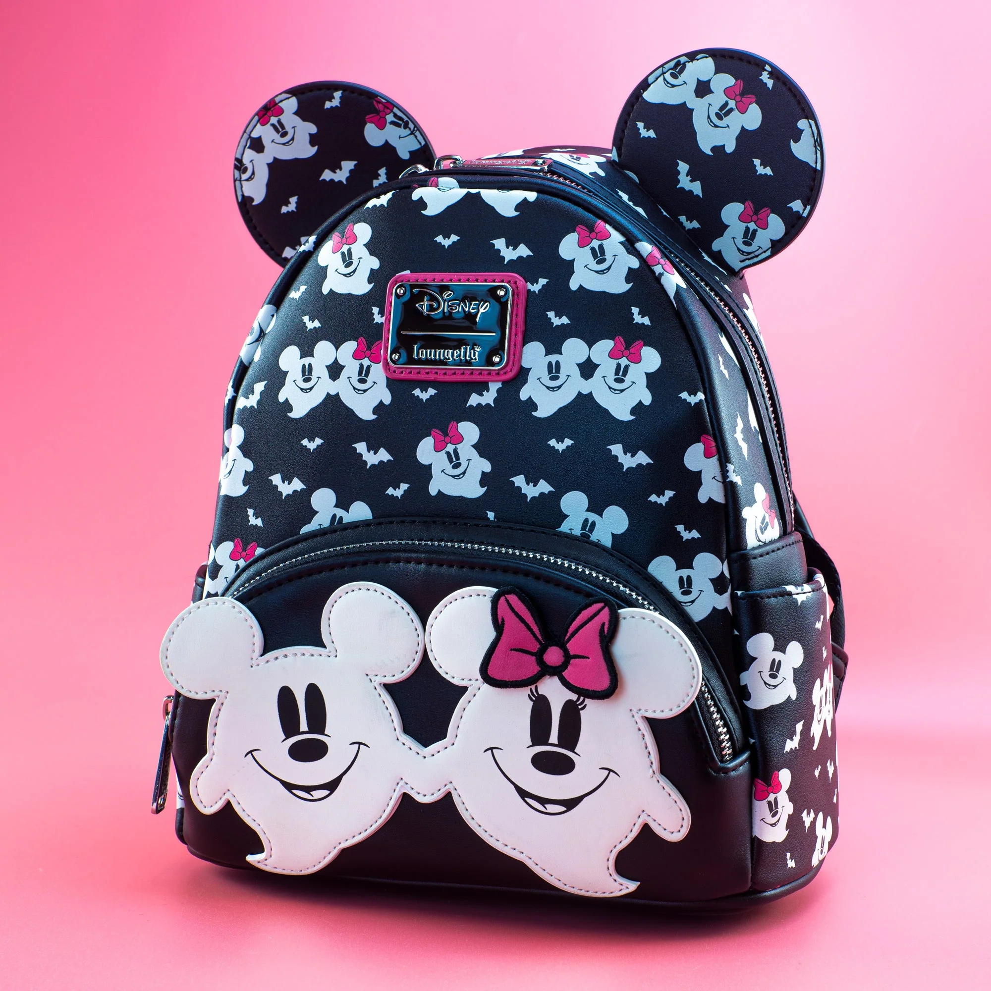 Loungefly x Disney Ghost Mickey and Minnie Glow in the Dark Print Mini Backpack - Image 2