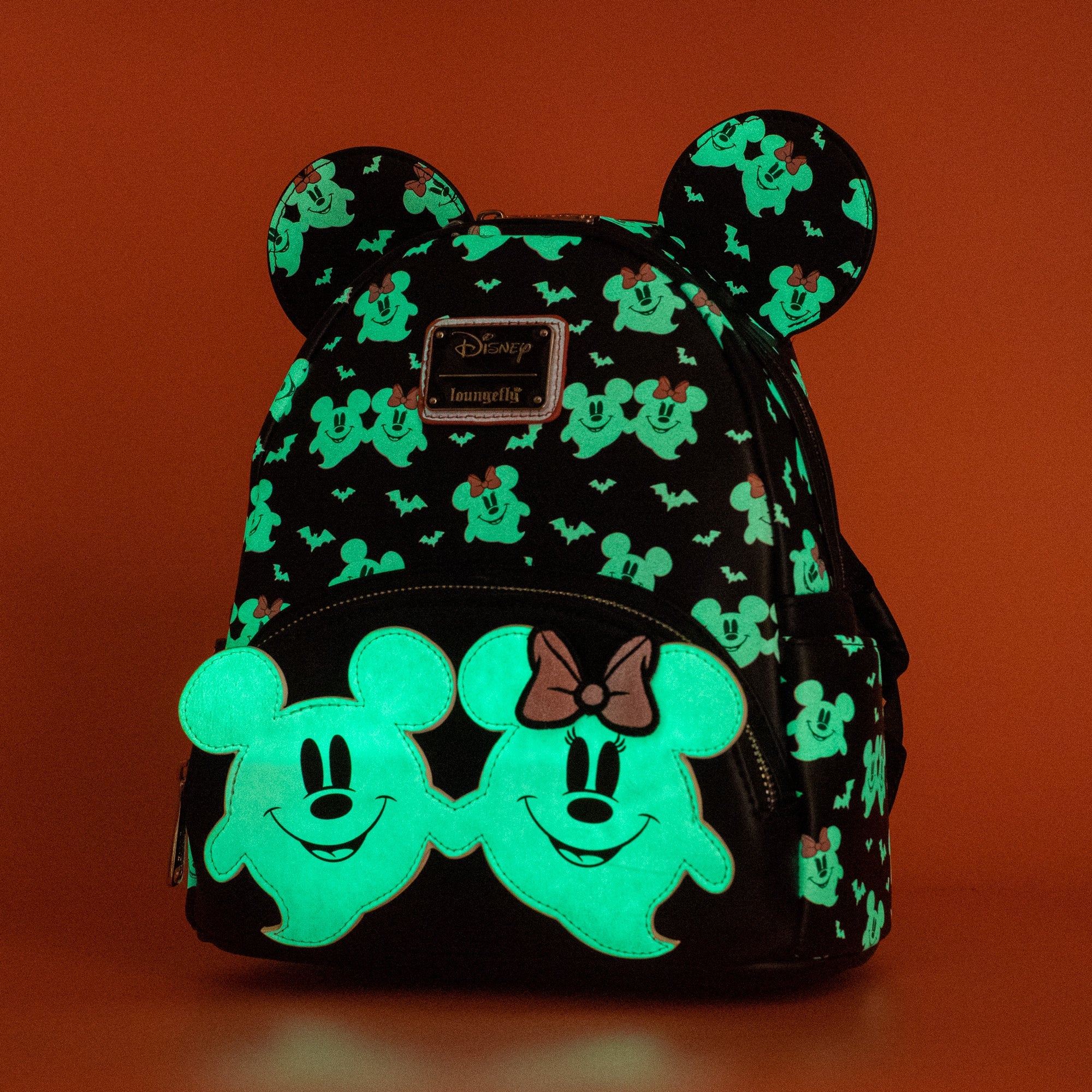Loungefly x Disney Ghost Mickey and Minnie Glow in the Dark Print Mini Backpack - Image 3