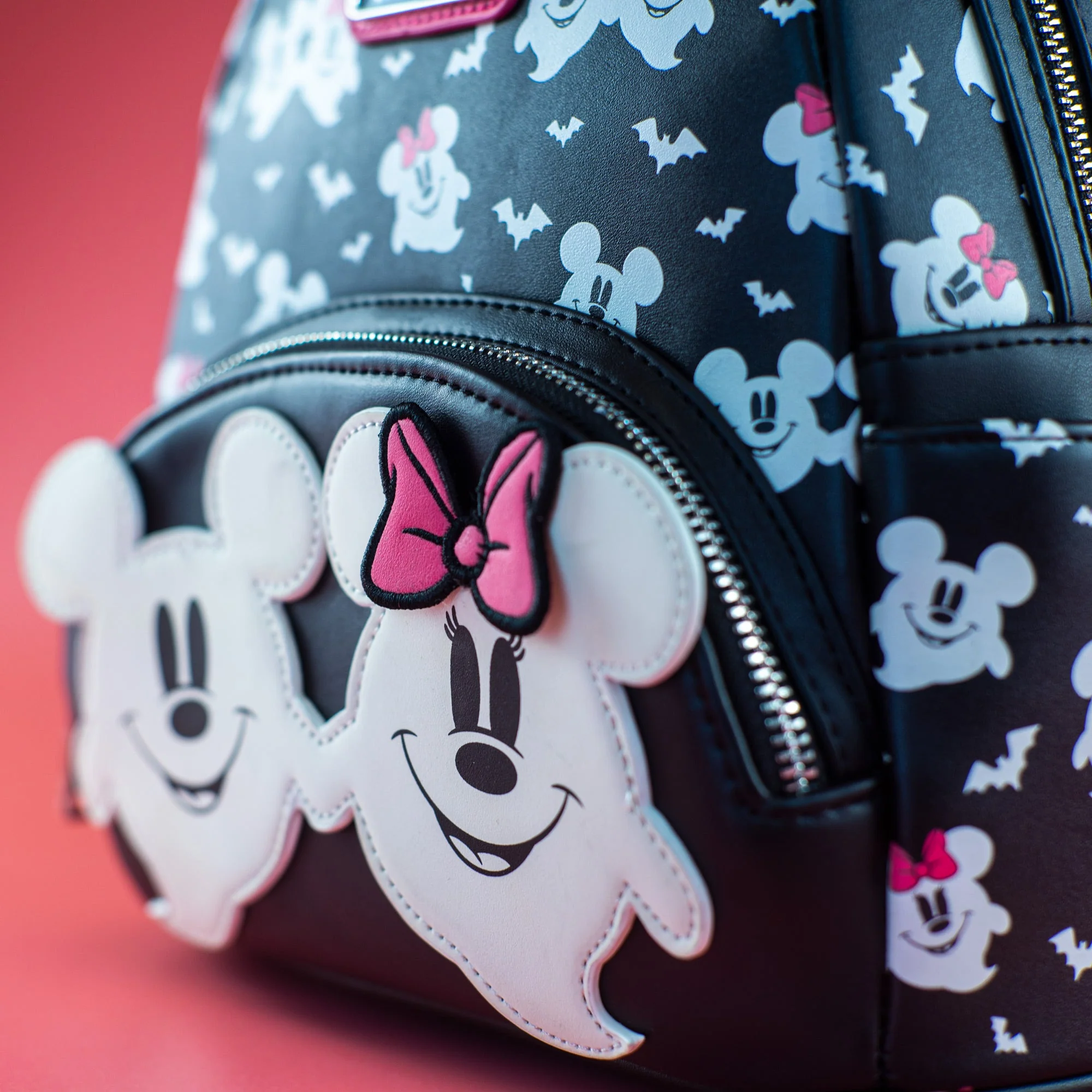 Loungefly x Disney Ghost Mickey and Minnie Glow in the Dark Print Mini Backpack - Image 5