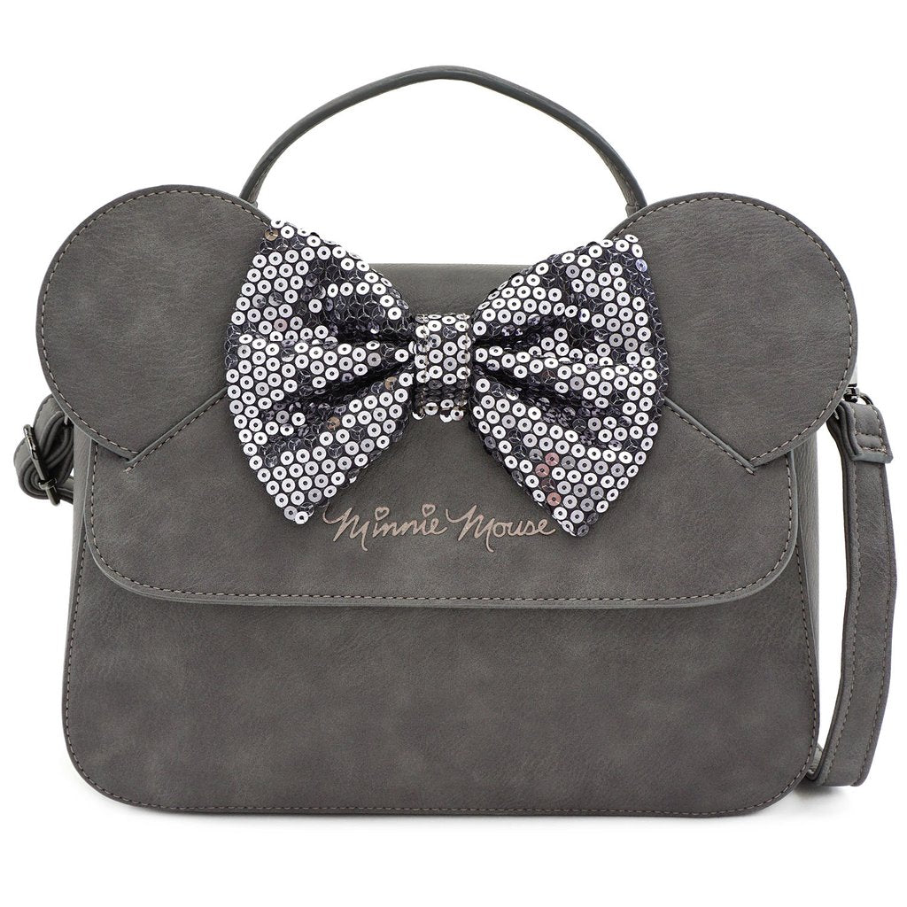 Loungefly X Disney Grey Minnie Mouse Sequin Bow Crossbody Bag - Image 2