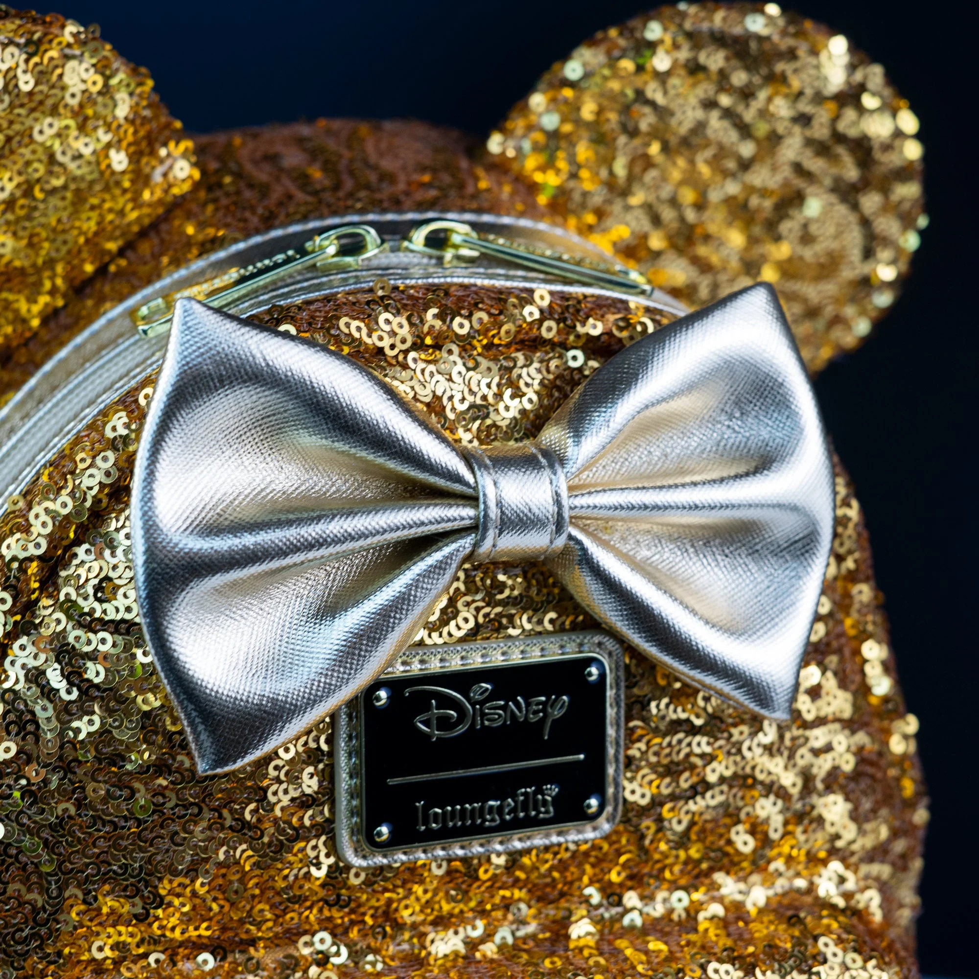 Loungefly x Disney LASR Minnie Yellow Gold Sequin Mini Backpack - Image 3