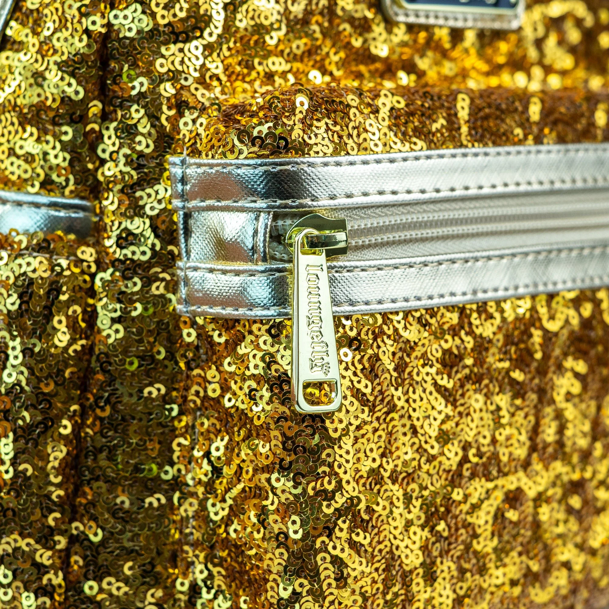 Loungefly x Disney LASR Minnie Yellow Gold Sequin Mini Backpack - Image 4