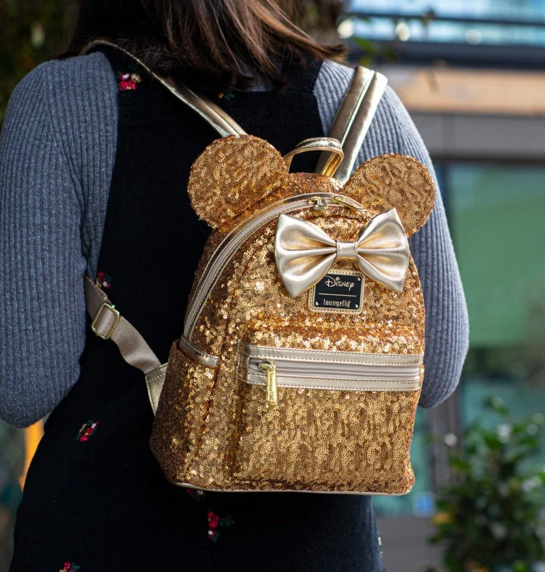 Loungefly x Disney LASR Minnie Yellow Gold Sequin Mini Backpack - Image 7