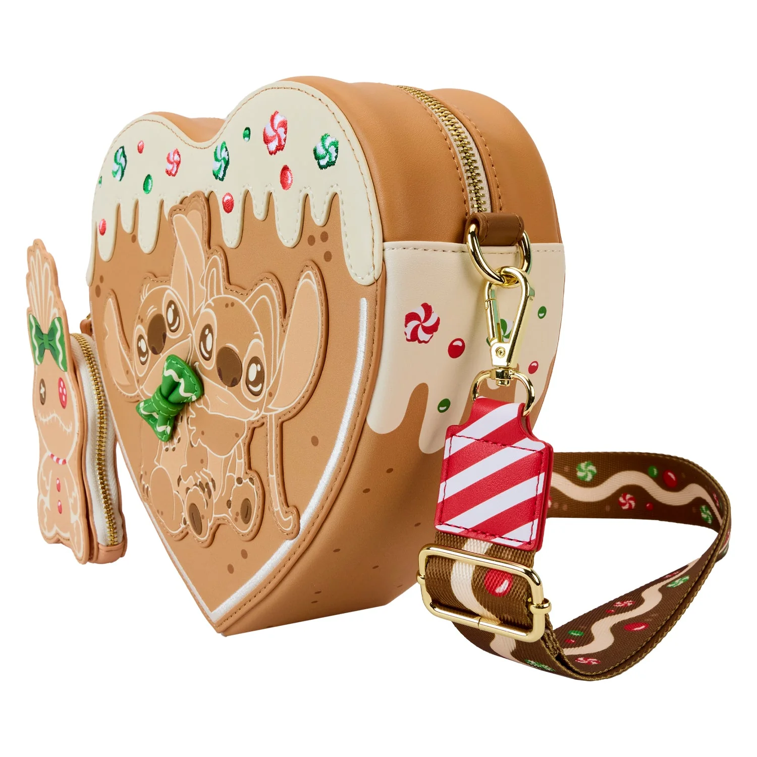 Loungefly x Disney Lilo & Stitch Angel And Stitch Gingerbread Heart Crossbody Bag - Image 2
