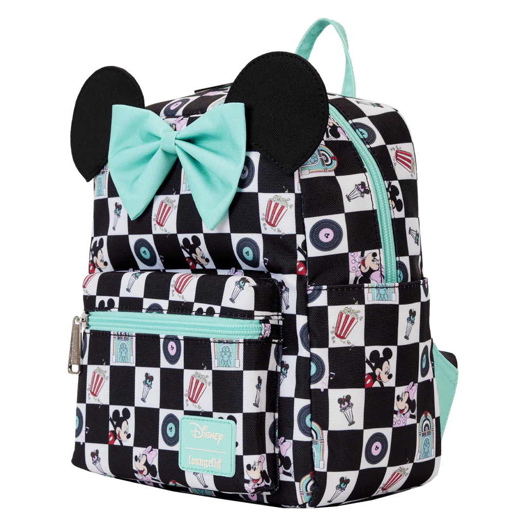 Loungefly X Disney Mickey And Minnie Date Night Diner AOP Mini Backpack - Image 3