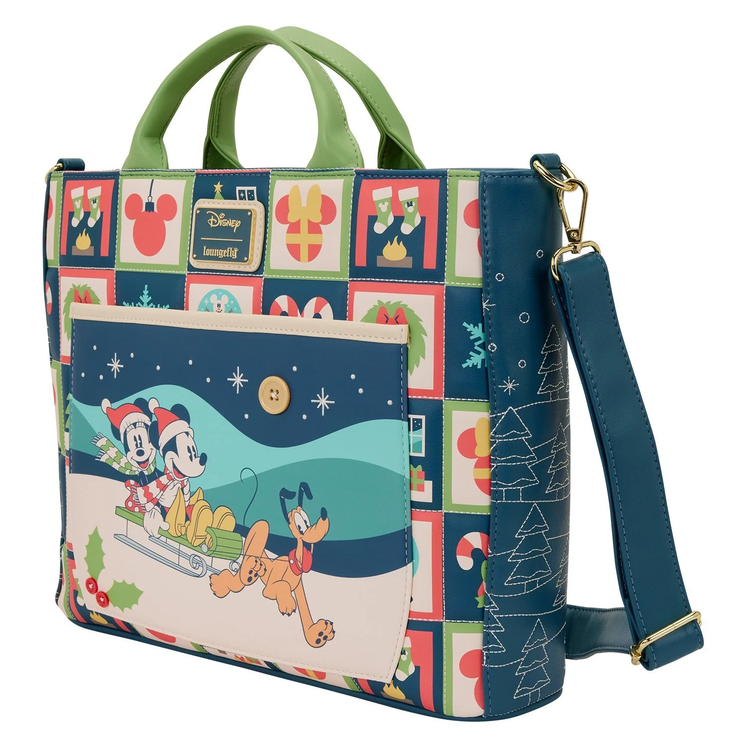 Loungefly x Disney Mickey and Minnie Holiday Convertible Tote Bag - Image 4
