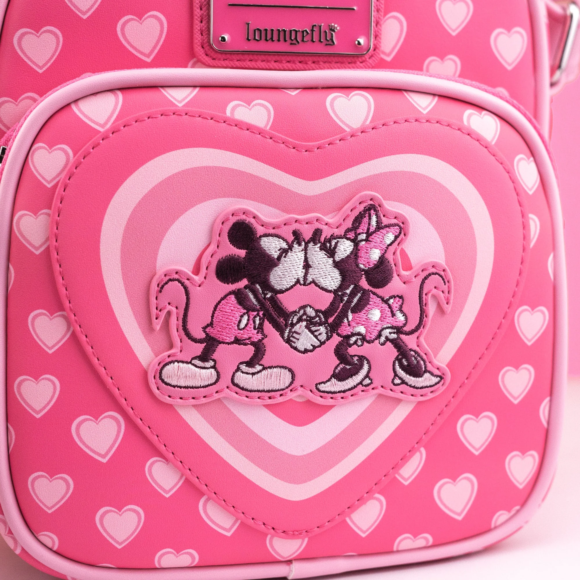 Loungefly x Disney Mickey and Minnie Pink Valentines Crossbody - Image 4