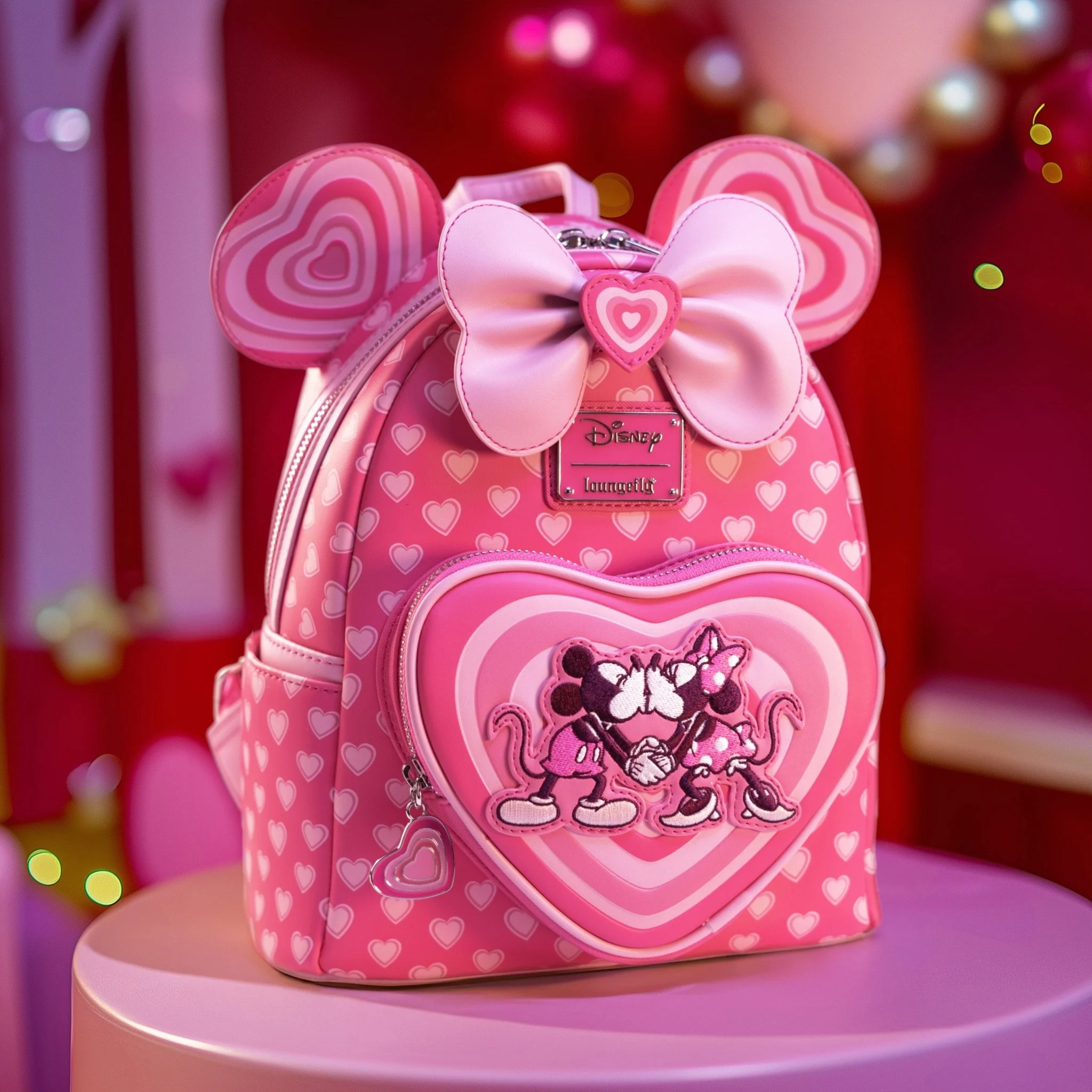 Loungefly x Disney Mickey and Minnie Pink Valentines Mini Backpack - Image 9