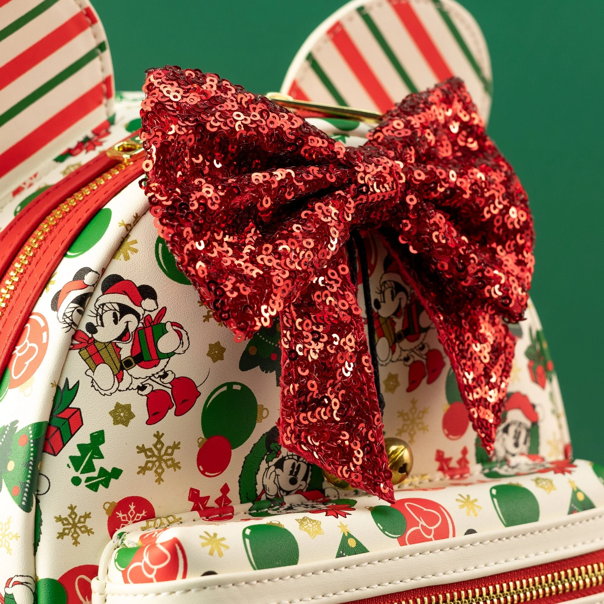 Loungefly x Disney Minnie Claus with Sequin Bow Mini Backpack - Image 2
