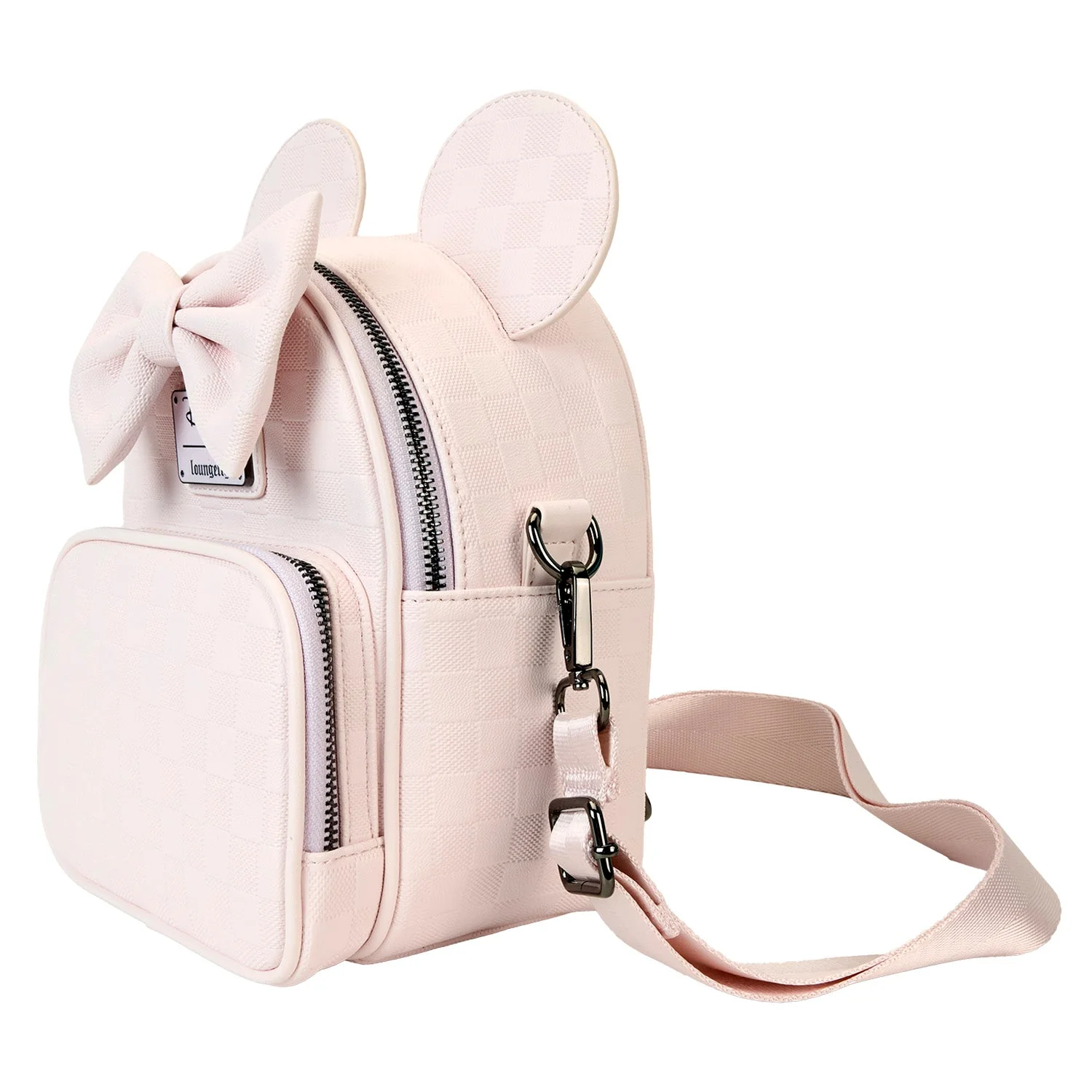 Loungefly x Disney Minnie Ear Pink Damier Convertible Crossbody - Image 2