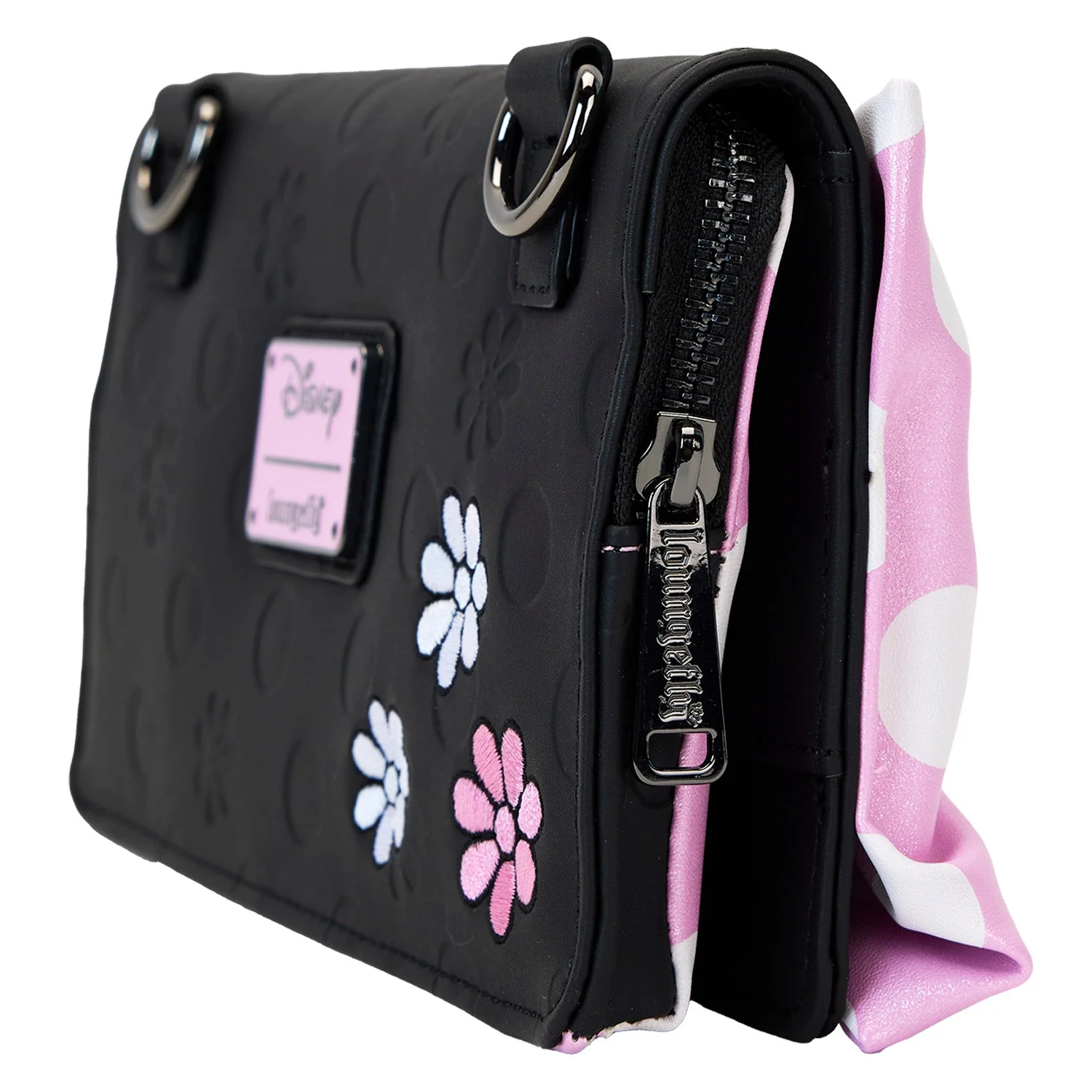 Loungefly x Disney Minnie Floral Pink Rock the Dots Clutch Crossbody Bag - Image 10