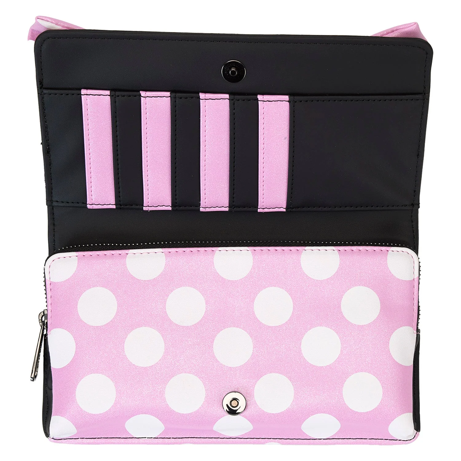 Loungefly x Disney Minnie Floral Pink Rock the Dots Clutch Crossbody Bag - Image 9
