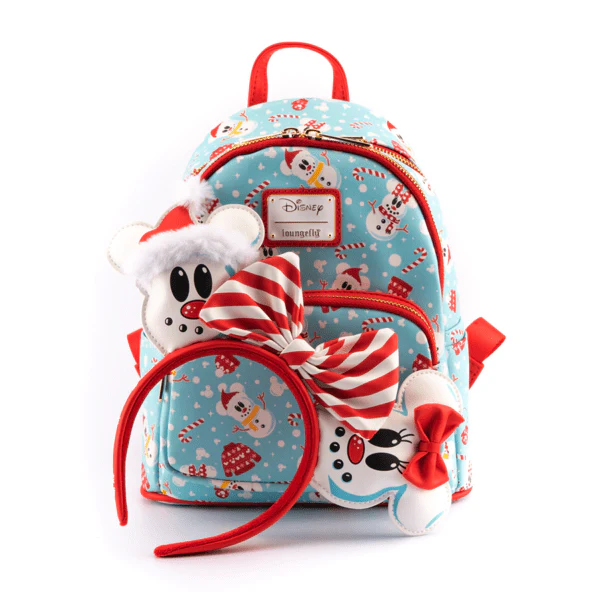 Loungefly x Disney Mickey and Minnie Mouse Snowman Print Mini Backpack and Headband Set - Image 3
