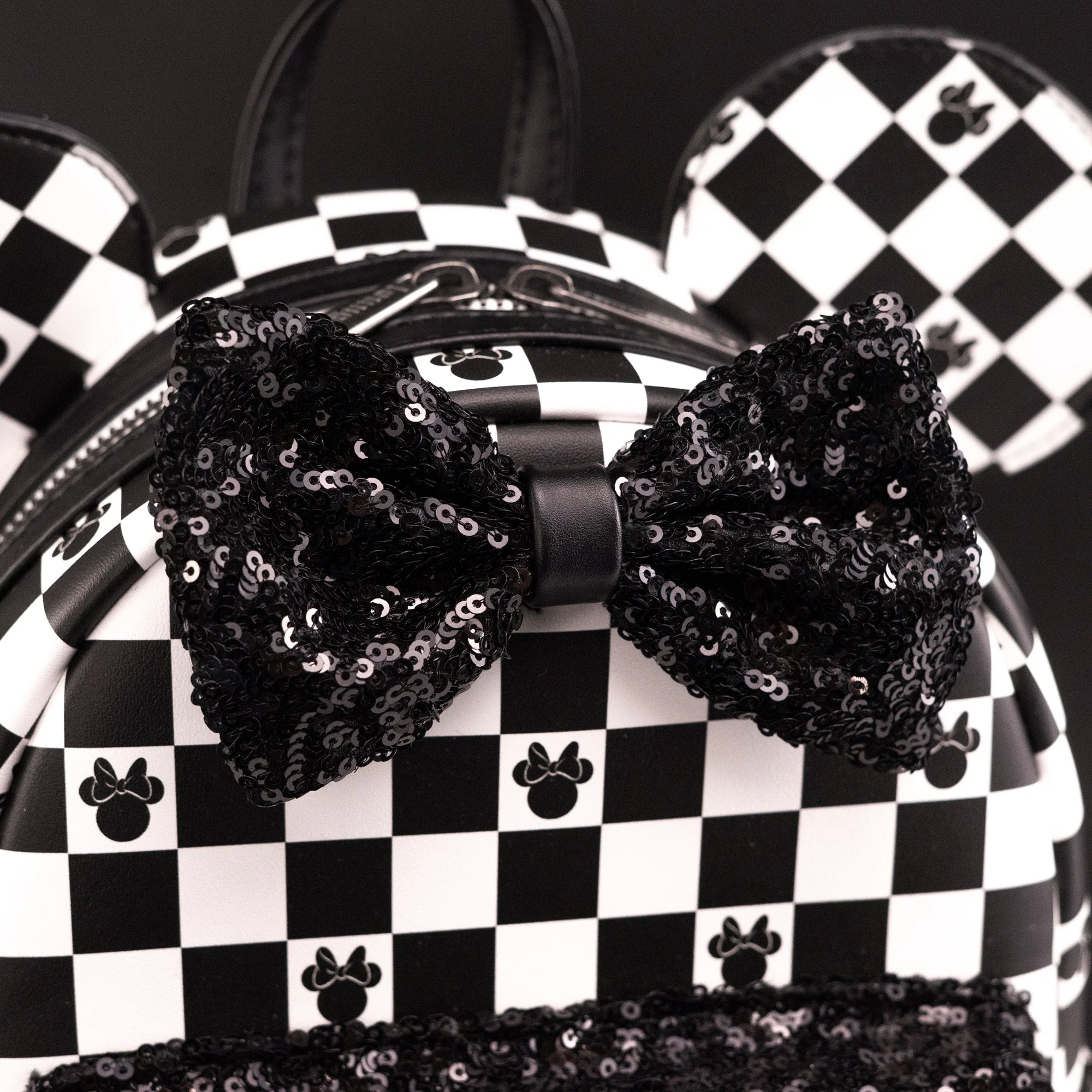 Loungefly x Disney Minnie Mouse Checkerboard Sequin Mini Backpack - Image 2