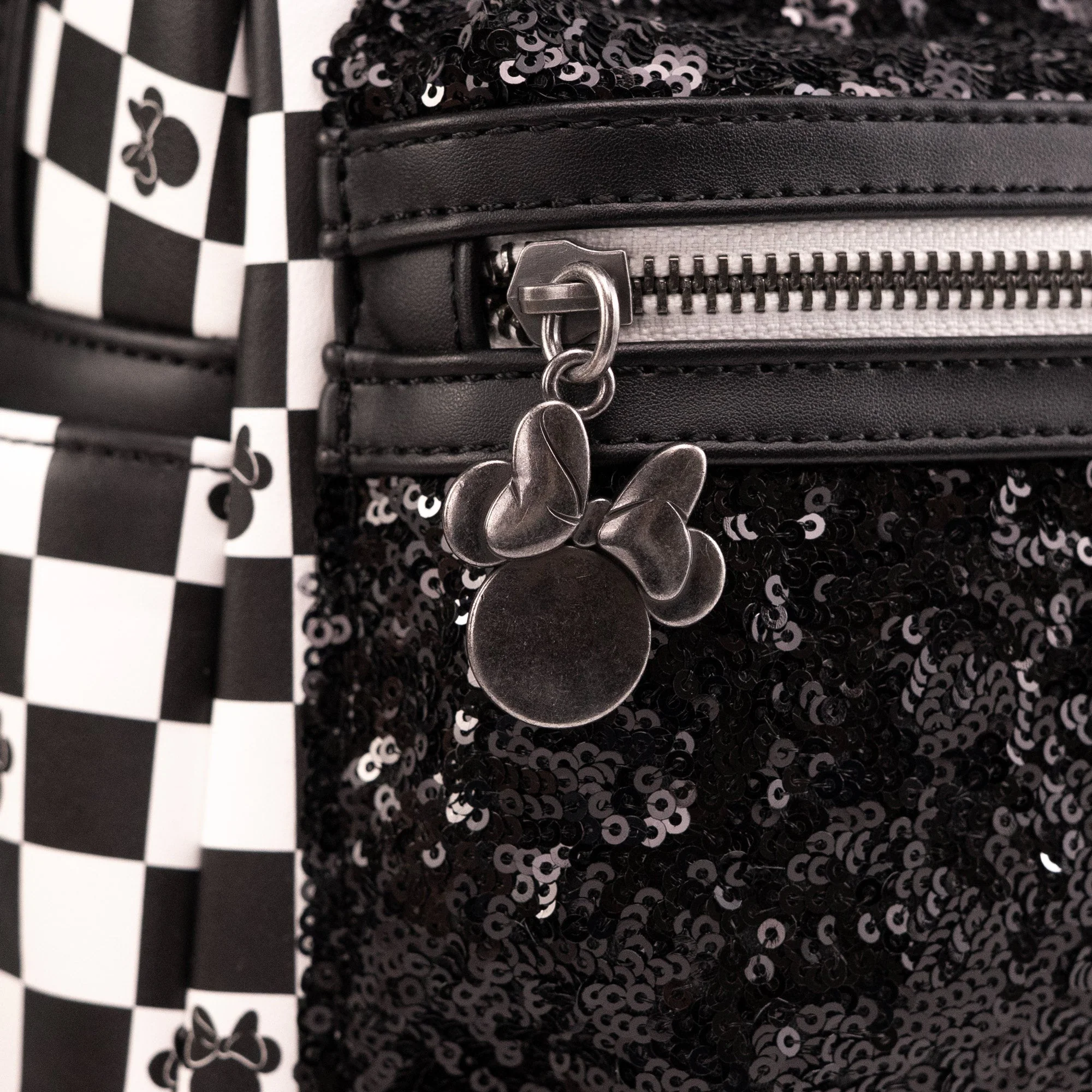Loungefly x Disney Minnie Mouse Checkerboard Sequin Mini Backpack - Image 3