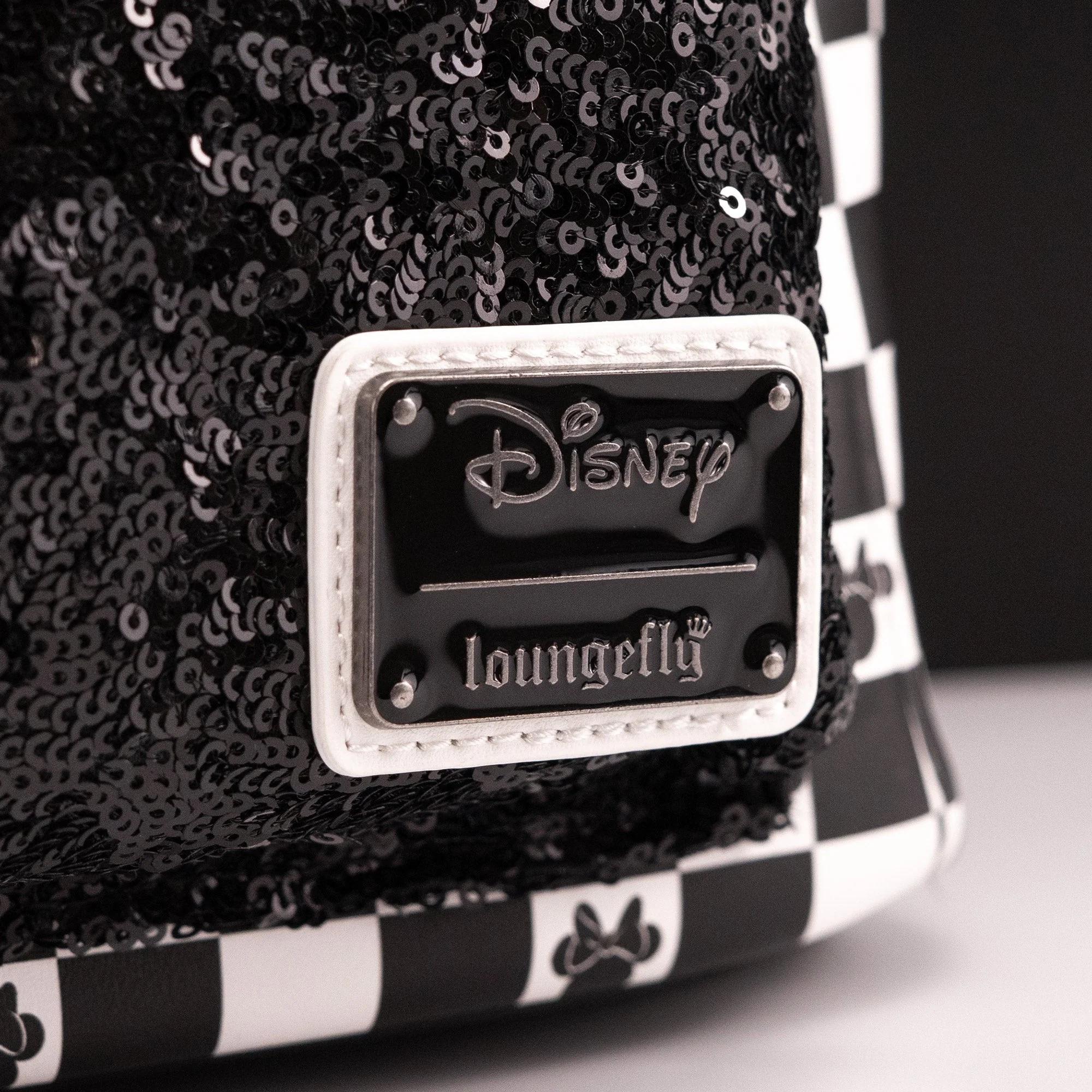 Loungefly x Disney Minnie Mouse Checkerboard Sequin Mini Backpack - Image 4