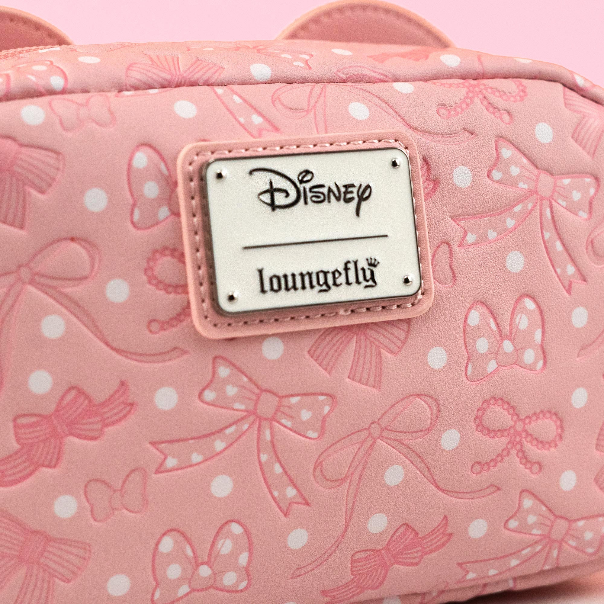 Loungefly x Disney Minnie Mouse Pink Debossed Bows Cosmetic Bag - Image 3
