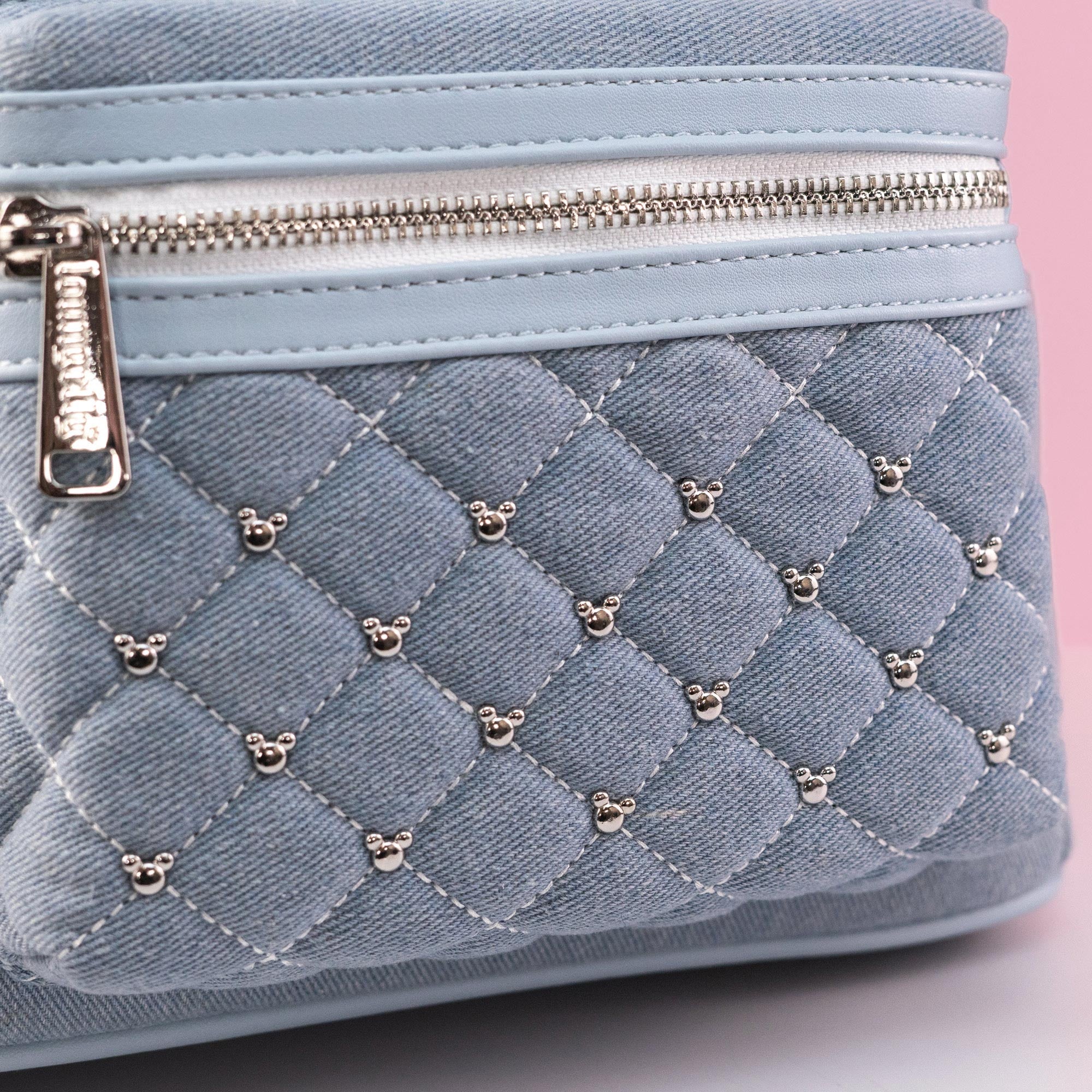 Loungefly x Disney Minnie Mouse Denim Quilted Mini Backpack - Image 7